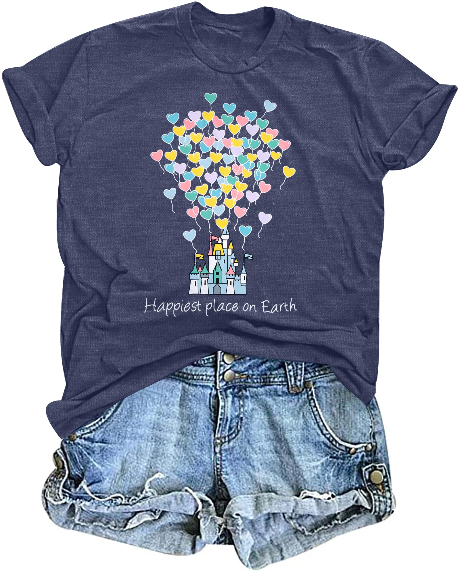 Magical Shirts for Women Magic Kingdom Shirt Happiest Place On Earth Shirt Family Vacation Tee Summer Short Sleeve Tops