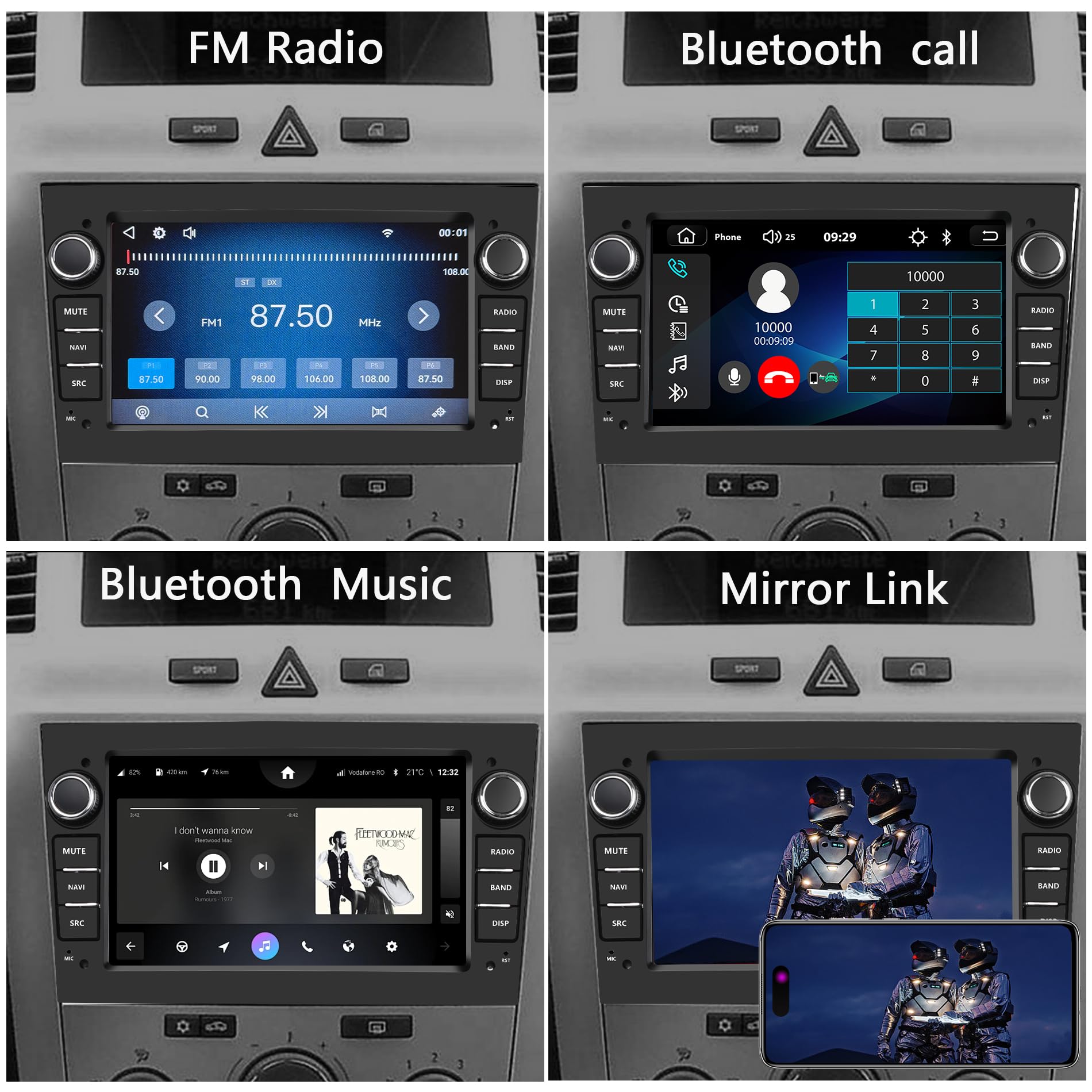 Autoradio 2 DIN Con Schermo 7" Per Opel – Wireless CarPlay/Android Auto, Bluetooth, GPS, Telecamera Posteriore