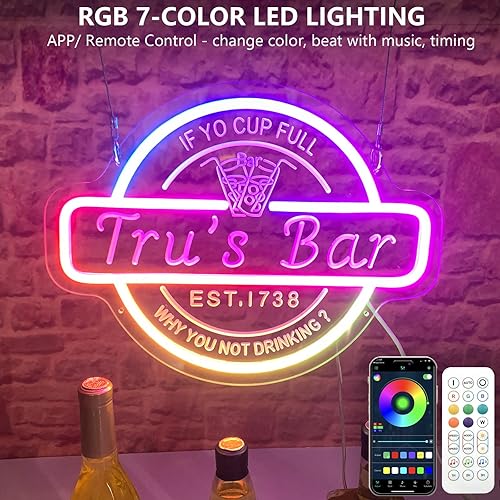 Miniatura 3 de Letrero de neón de barra personalizado para el hogar, bar, cueva de hombre, letreros de barra personalizados con luces LED de neón para hombres,