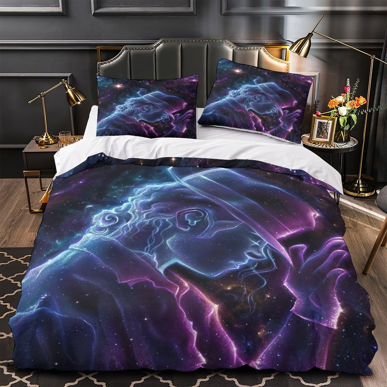 Housse de couette hypoallergénique parure de lit 3D microfibre respirante avec fermeture éclair