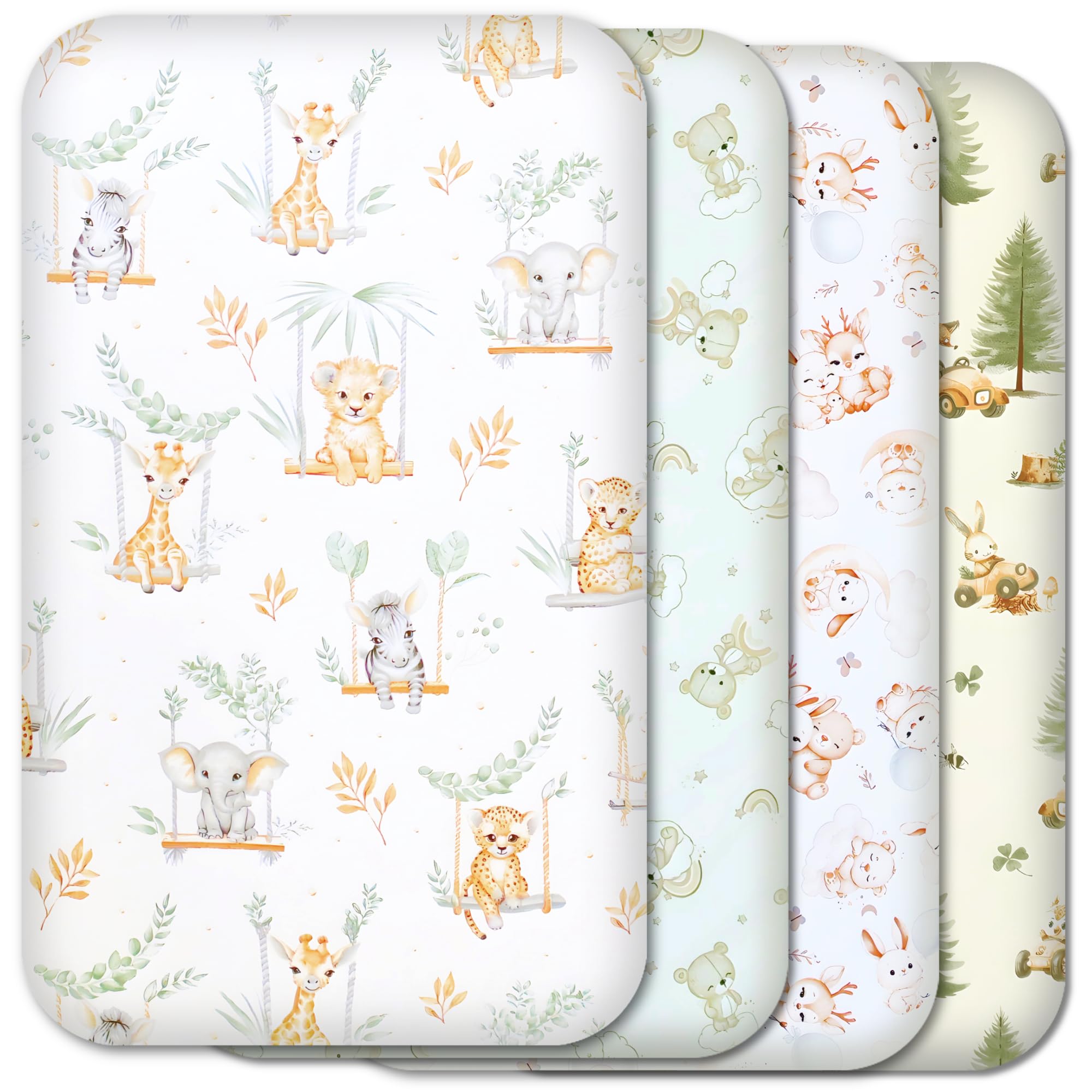 Selemavi Multicolor Next To Me Crib Sheets 83X50cm – 100% Pure Cotton, Soft & Breathable Baby Bedding Set, 4-Pack Snug Fitted Baby Sheets For Bedside Cribs (83X50cm, Set 3-4Pcs)