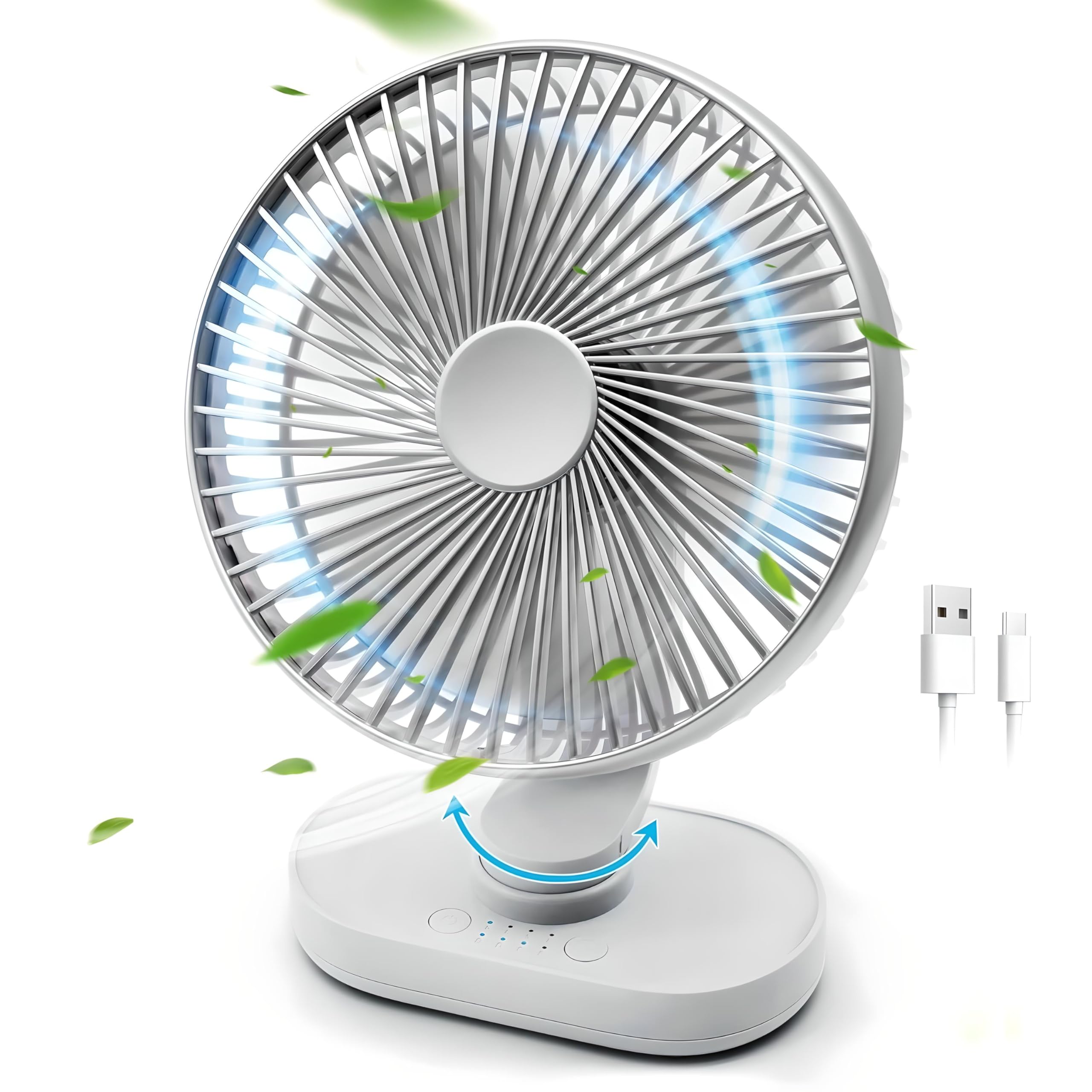 FAVHOME USB Powered 9-Inch 3-Blade Fan for Desk, Office, or Kids Study Table With auto swivel, 4 adjustable speeds, ABS Body With Modern Design - White (Swivel, Speed Control) (B0D9TFTRST) Amazon Price History, Amazon Price Tracker