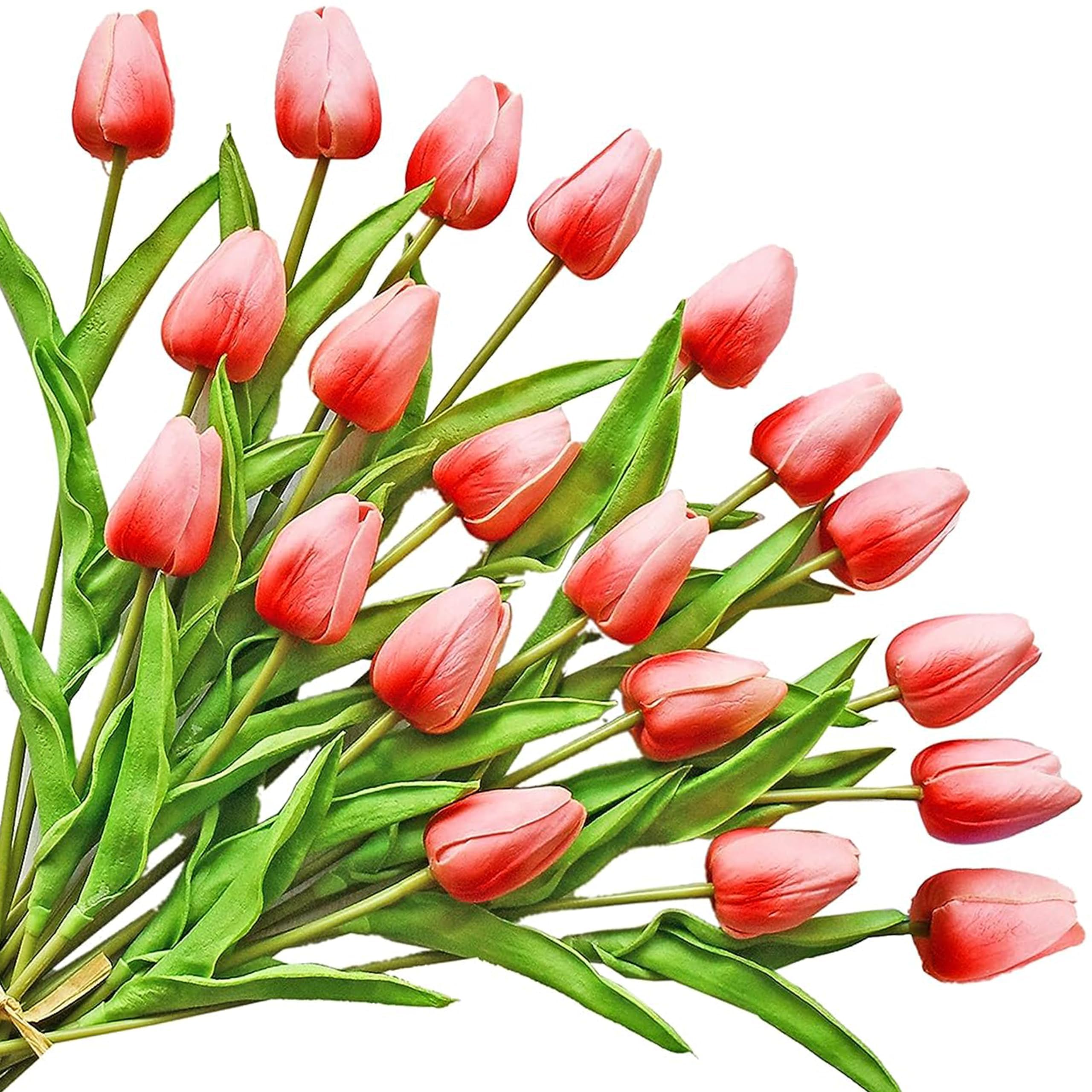 Tulipes artificielles corail ONLY ART | Le cadeau idéal pour célébrer le printemps