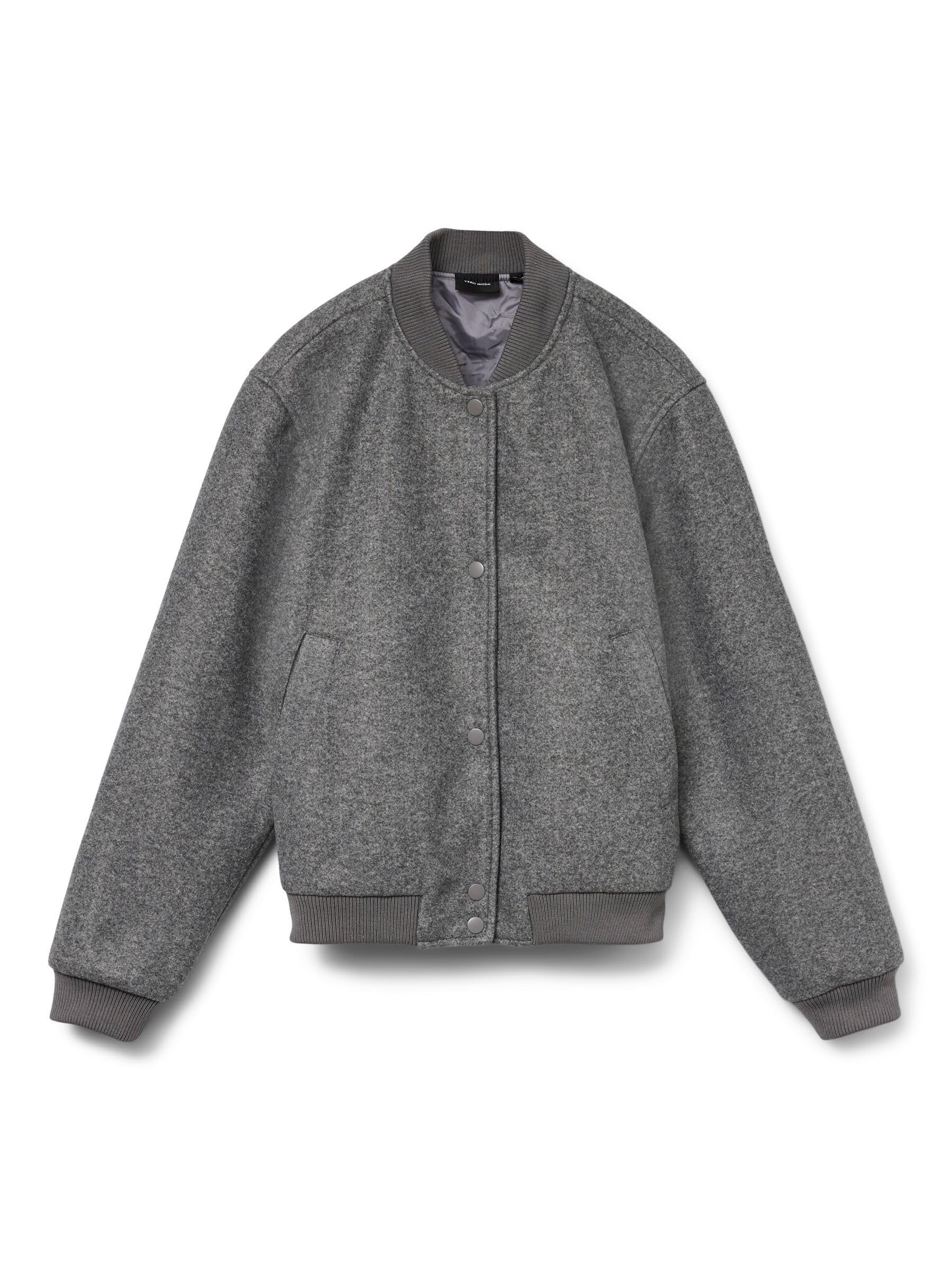 VERO MODA Ga Noos Women's Vmfortune Short Bomber Jacket, Medium Grey Melange, XL, Medium Grey Melange, x_l