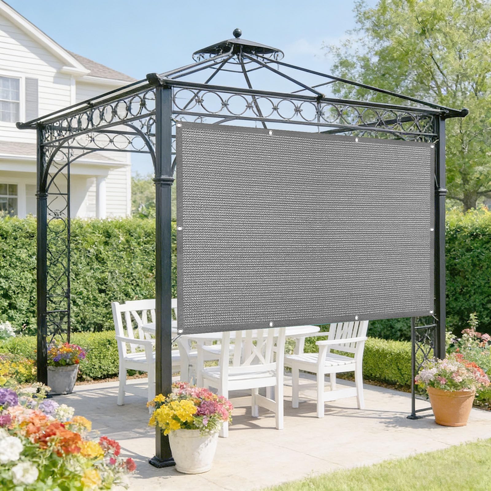 Balcon exterieur terrasse brise vue 120 x 170 cm gris clair contre les UV