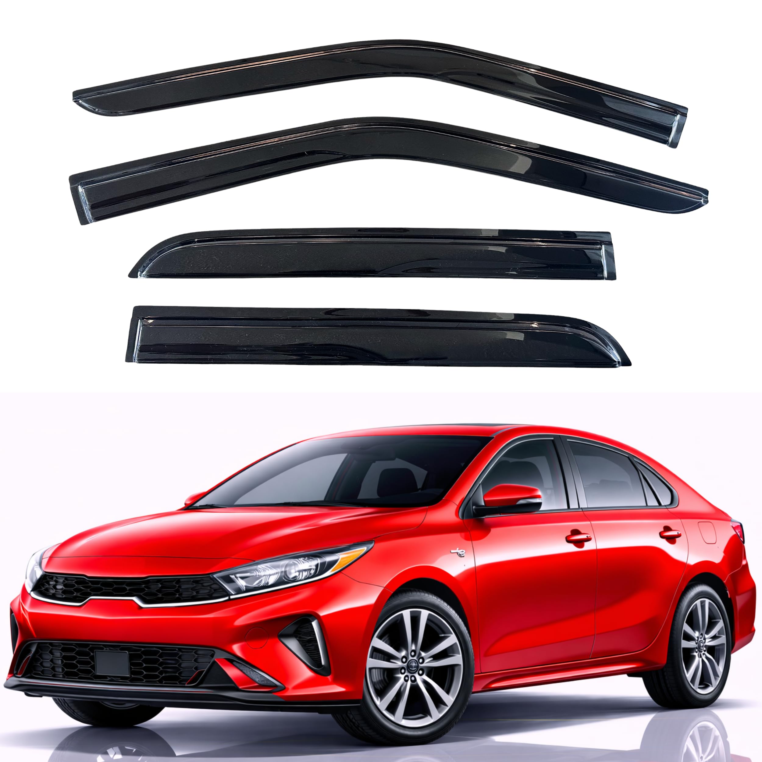KPY Rain Guards Fit for 2019-2024 Kia Forte, Out-Channel Window Visors Vent Wind Deflectors 4PC, Car Accessories for 19-24 Forte (Excludes Hatchback)