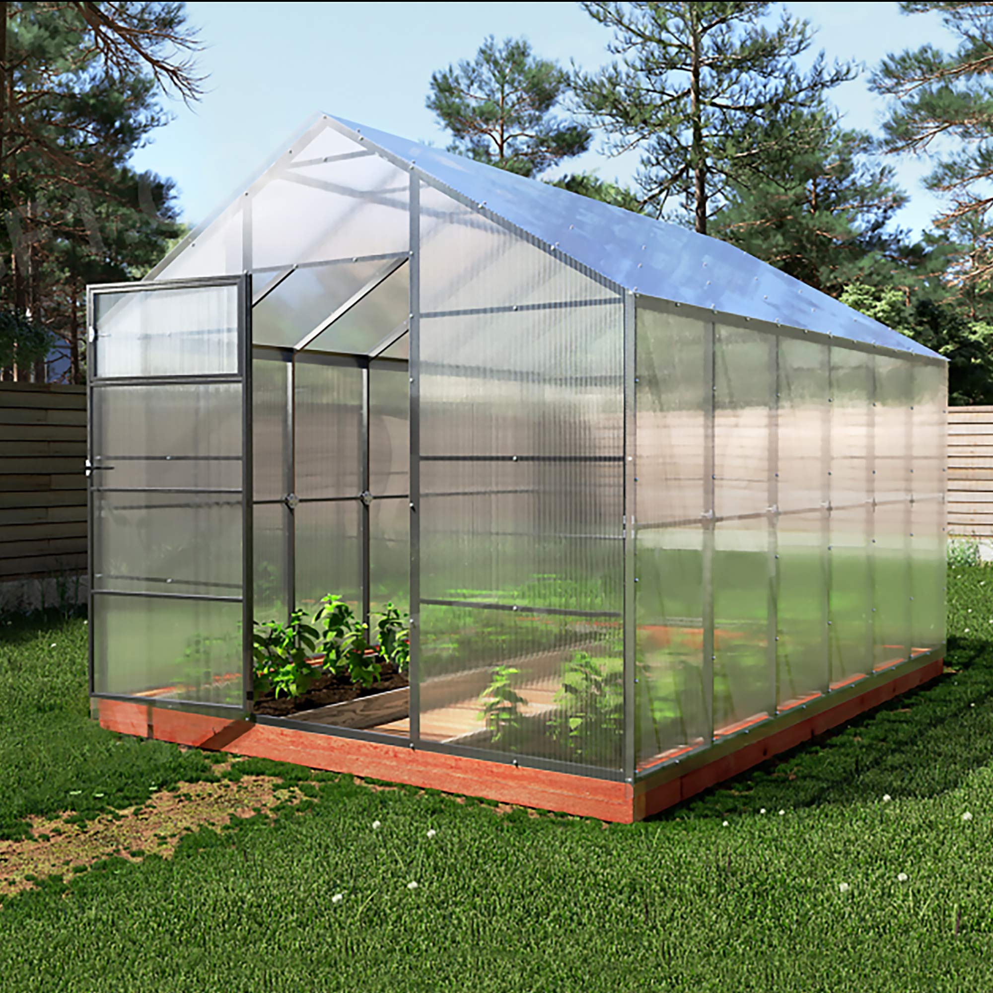 Invernadero de Jardín Tudor 3x4m Greenhouse 12m² con Policarbonato Transparente 4mm Marco de Acero Galvanizado Varios Modelos y Tamaños para Plantas y Cultivos