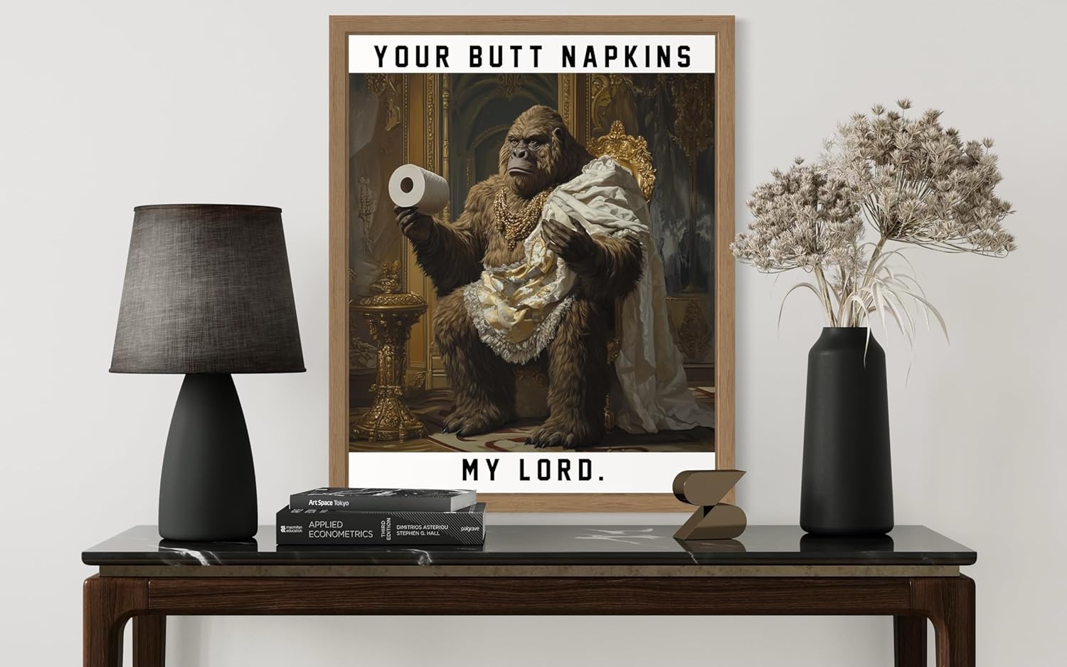 Bigfoot Humor Wall Art Print Poster, Funny Bathroom Decor Posters Prints for Restroom Home Picture Painting Artwork Gallery 216 (Bigfoot, 11 x 14 inches, Wood Frame)