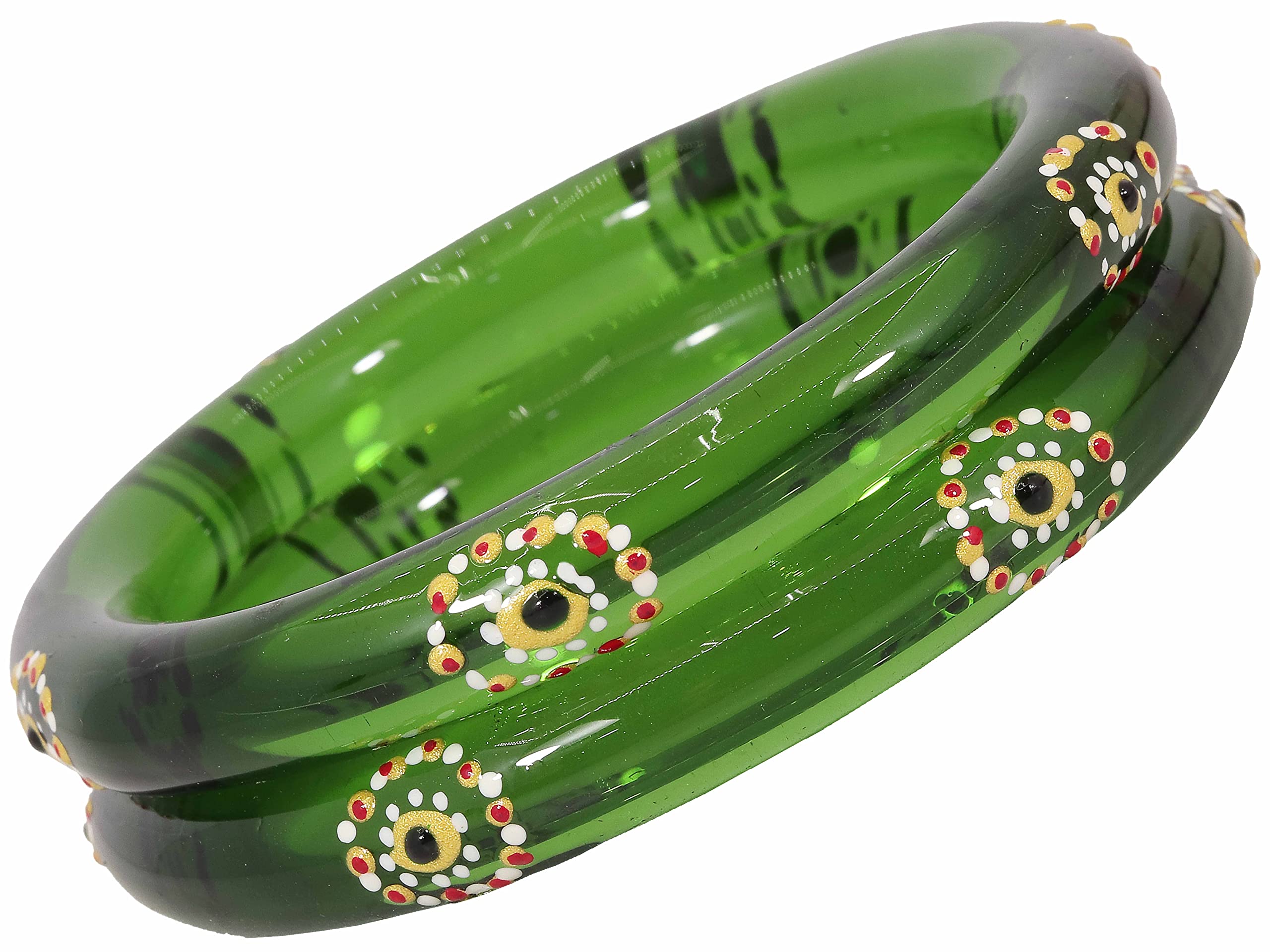 NMII Glass with Polka Dots Printed Sleek Design Kada Set For Women and Girls, (Green_2.8 Inches), Pack of 2 Kada (B0C42YF8ZW) Amazon Price History, Amazon Price Tracker