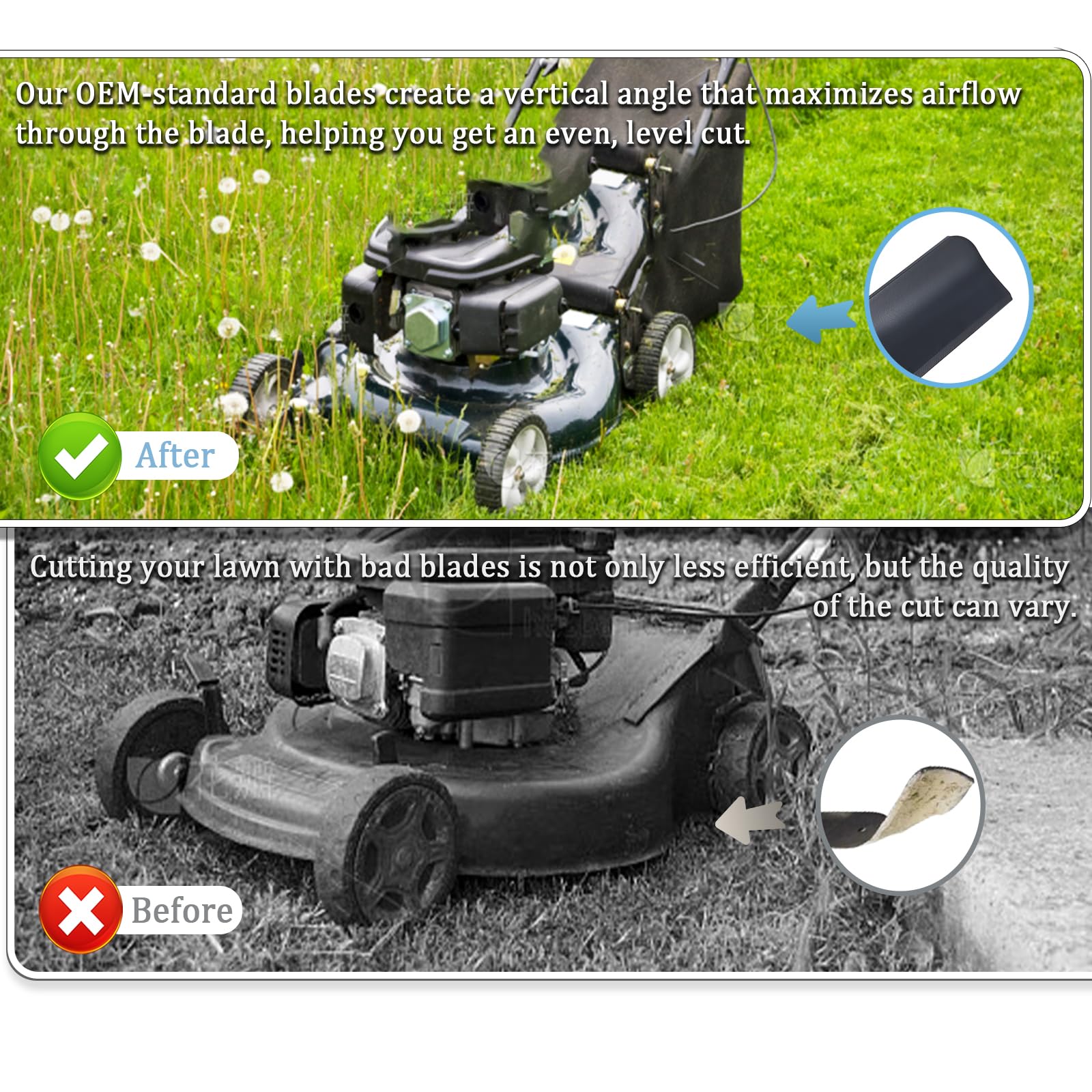 942-05056A - Juego de cuchillas para cortacésped para cubierta de 54 pulgadas compatible con Cub Cadet RZT-L54 XT1 XT2 MTD Craftsman Troy-Bilt, sustituye a 742-05056, 742-05056A, 942-05056, elevación
