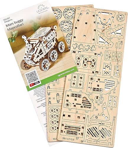 Miniatura 5 de UGEARS Science STEM Mars Rover, actividad de ingeniería de bricolaje, proyecto escolar STEAM, rompecabezas mecánico de madera, juguete 3D de
