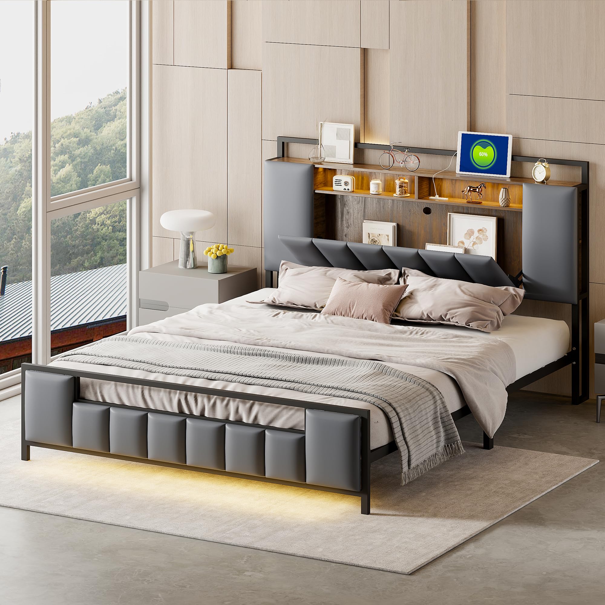 Testiera Letto Con Contenitore VidaXL - Bianco Lucido, 200x19x103.5 Cm, 4 Scomparti, Perfetta Per Camera Da Letto