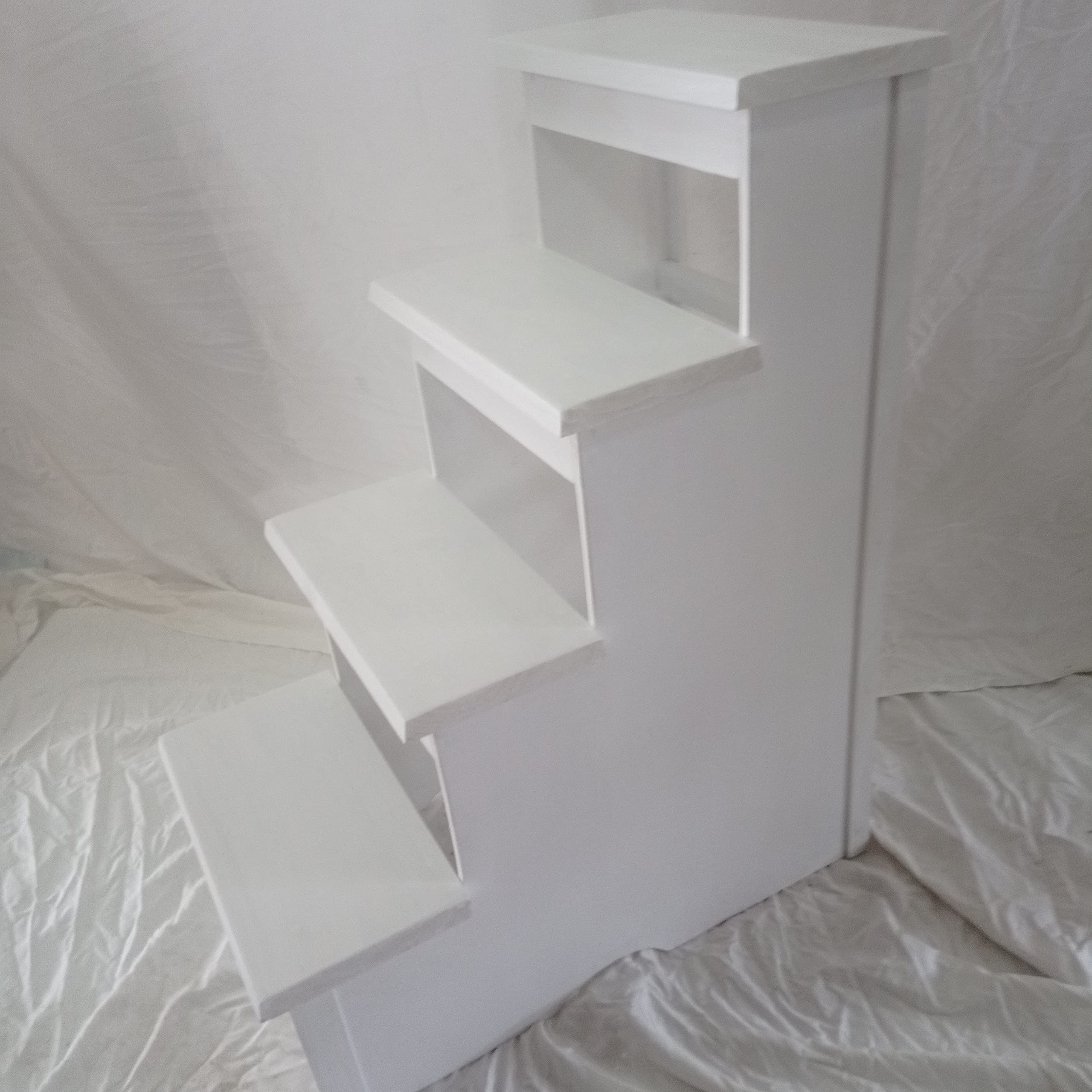 la iberica Scaletta in legno con 4 gradini di colore bianco, altezza 80 cm, 80 x 65 x 40 cm