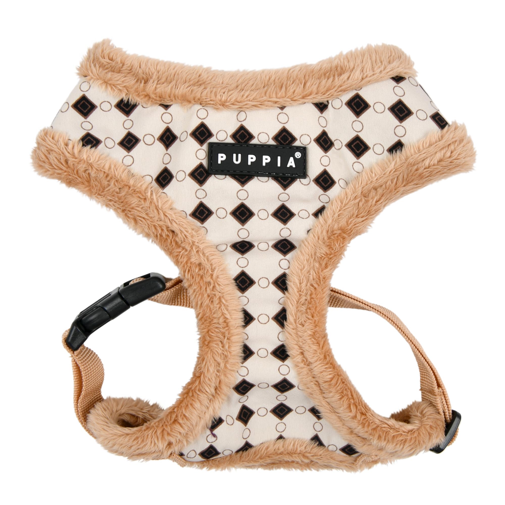 Puppia Jace Dog Harness Head Warm Winter Diamond Pattern Adjustable Chest for Small Medium Dog Beige Small Small