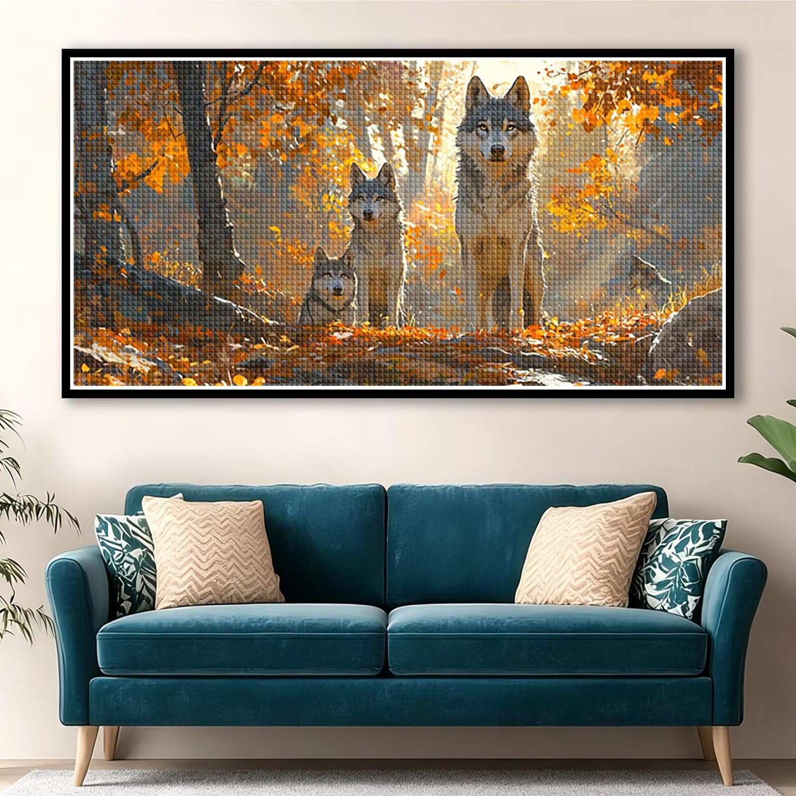 Diamond Painting Grande 120x60cm Lobo Diamond Painting Adultos, DIY Animal Pintura de Diamante Manualidades Adultos, 5D Cuadrado Rhinestone Bordado Punto de Cruz para Home Decoration Regalo 0J-745