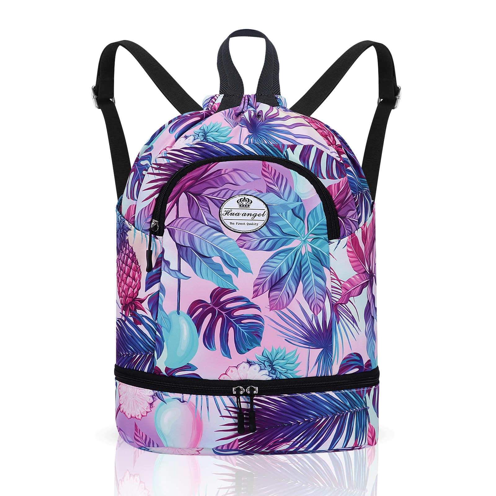 HUA ANGEL Mochila De Deportiva con CordóN Ligera Gymsack Bolso De Cuerdas con Muchos Bolsillos Mochila Mujer Hombre De Viaje para Playa Piscina Baloncesto Futbol Balonmano