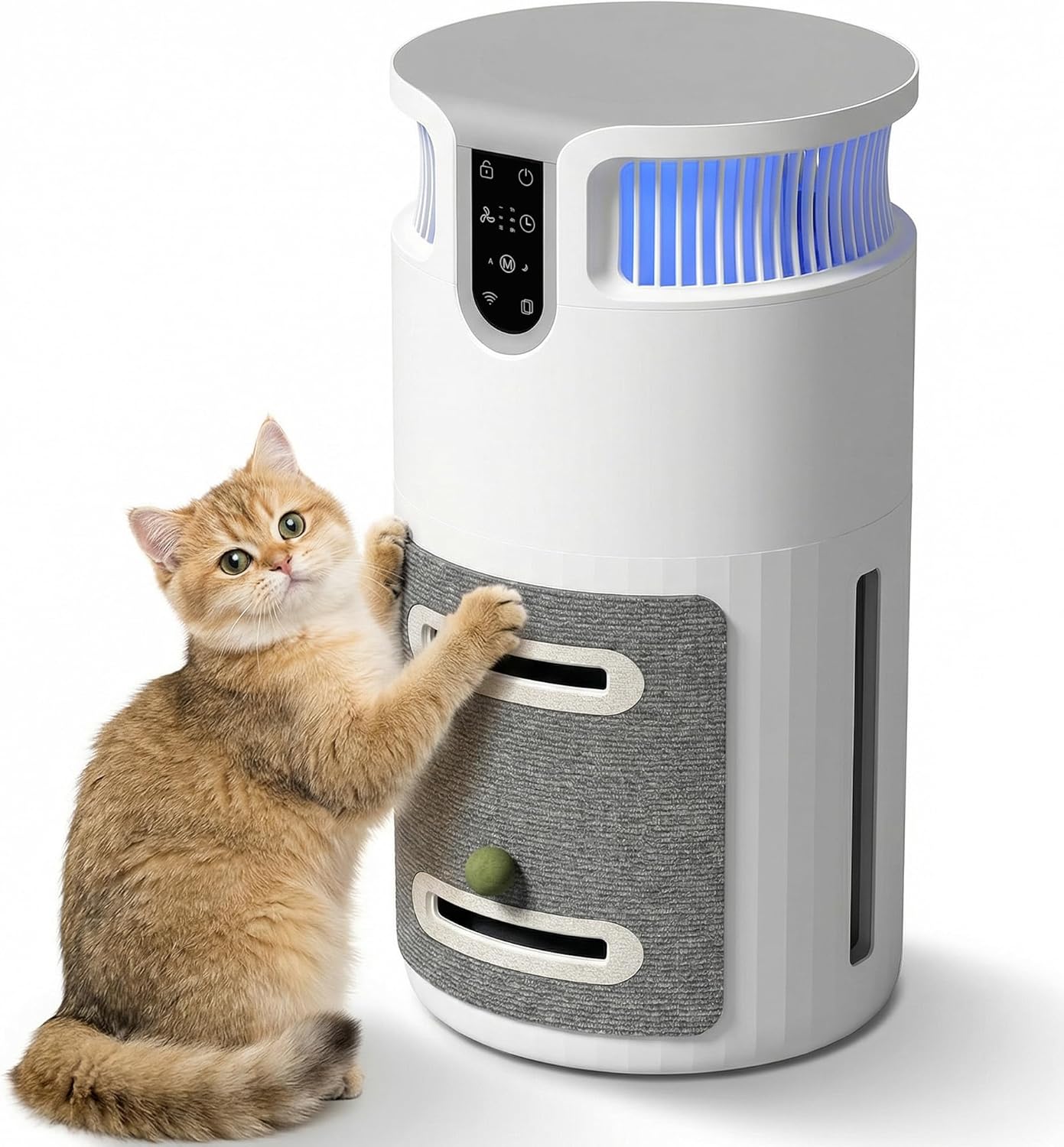 WARCAT Pet Air Purifier 320 sq ft Home Bedroom Living Room, HEPA Filter, Removes Hair Dander Smoke Dust, PM2.5 Monitor, Auto Mode, Cat Scratcher, Grey