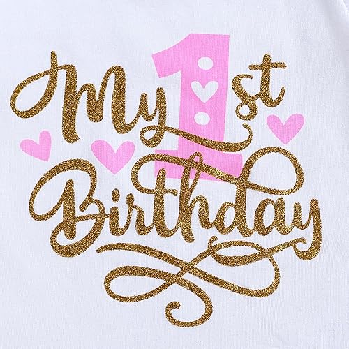 Miniatura 5 de GRNSHTS Conjunto de ropa para sesión de pastel de cumpleaños de niña bebé, enterizo para mi primer cumpleaños, falda de tul con diadema para niñas