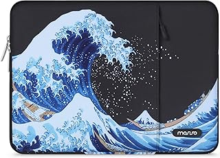 MOSISO Laptop Sleeve Compatibile con MacBook Air/PRO Retina,13-13,3 Pollici Notebook,Compatibile con MacBook PRO 14 2021 2022 M1 PRO/Max A2442, Sea Wave Poliestere Verticale Borsa con Tasca
