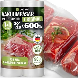 culivac 2 film rolls 20/28x600cm (1pc) vacuum rolls orig. vacuum sealer film sealer BPA free vacuum film roll vacuum bags vacuum cleaner rolls film bags vacuum bags rolls