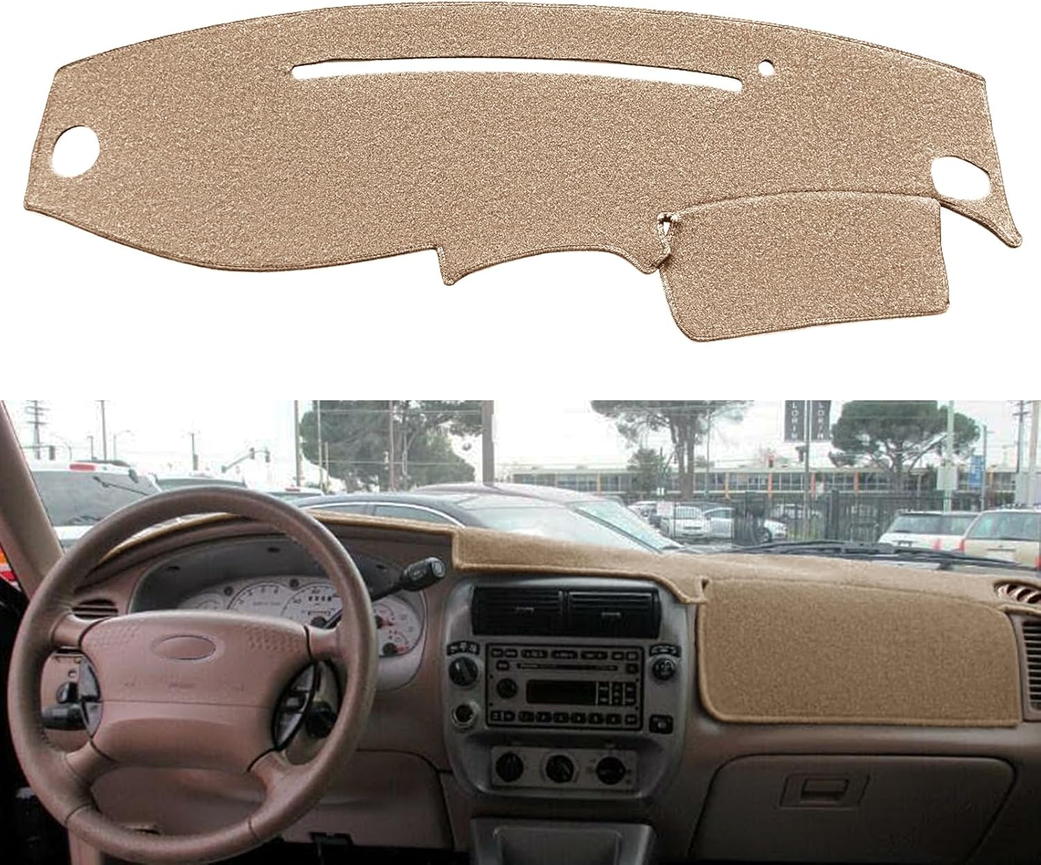 Yiz Dash Cover Mat Custom Fit for Ford Ranger 1995-2011,Ford Explorer 1995-2001,Mercury Mountaineer 1997-2001 and Mazda B2300 B2500 B3000 B4000 1995-2010,Dashboard Cover Pad Carpet(Beige) J35