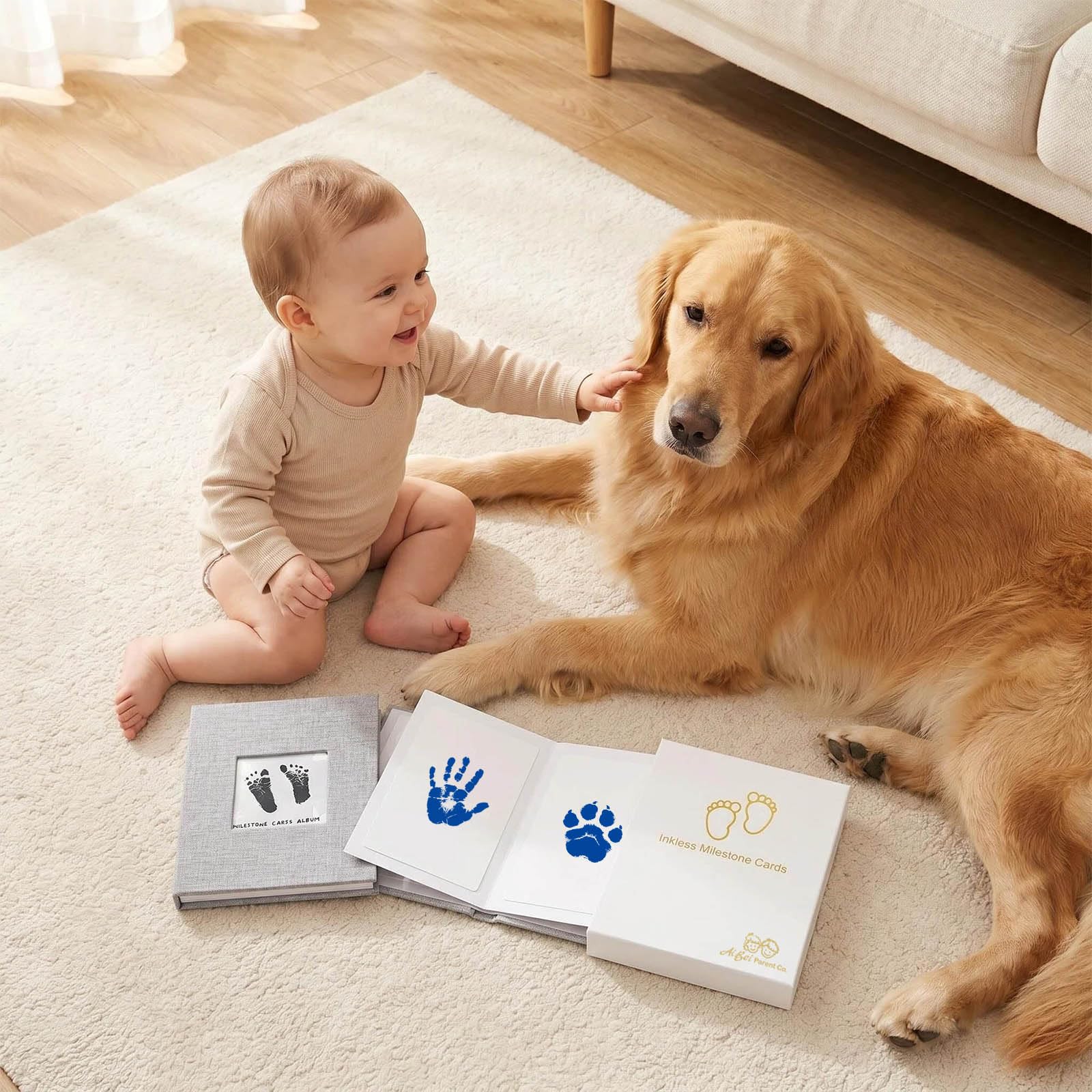 Little Lullaby - Confezione da 15 biglietti senza inchiostro per impronte di mani e piedi del bambino, 12 mesi, per impronte di mani e piedi (scatola bianca)