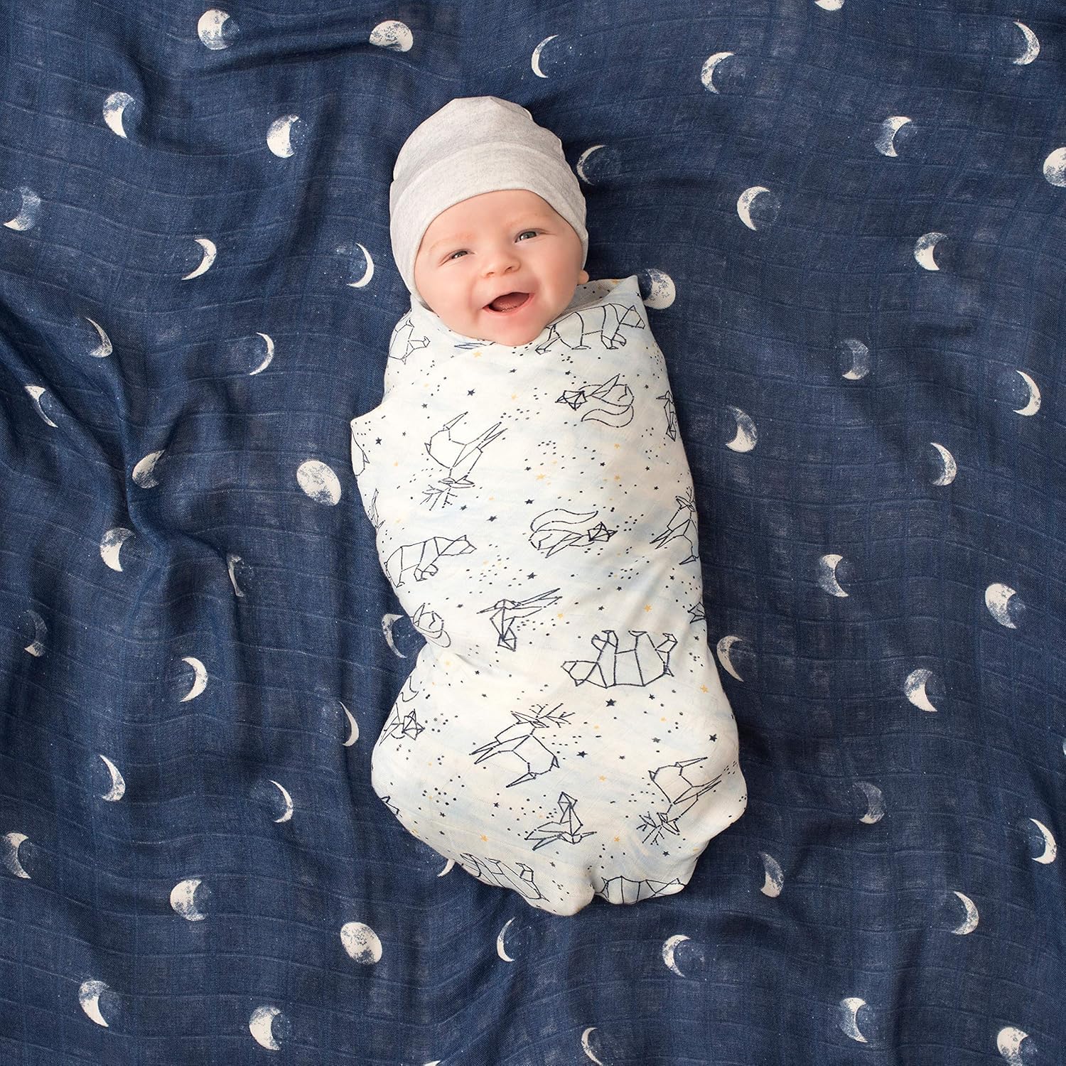 aden + anais Coperta morbida e setosa in mussola per neonati e ragazzi, 120 x 120 cm, ideale per neonati e neonati, in viscosa di bambù, regalo perfetto per la doccia, confezione da 3, stelle