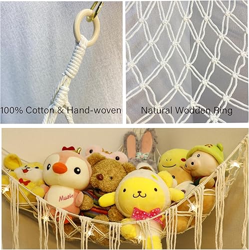Miniatura 2 de Red o hamaca grande para animales de peluche, hamaca de juguete de 55 pulgadas, soporte de red colgante de esquina para almacenamiento de animales,