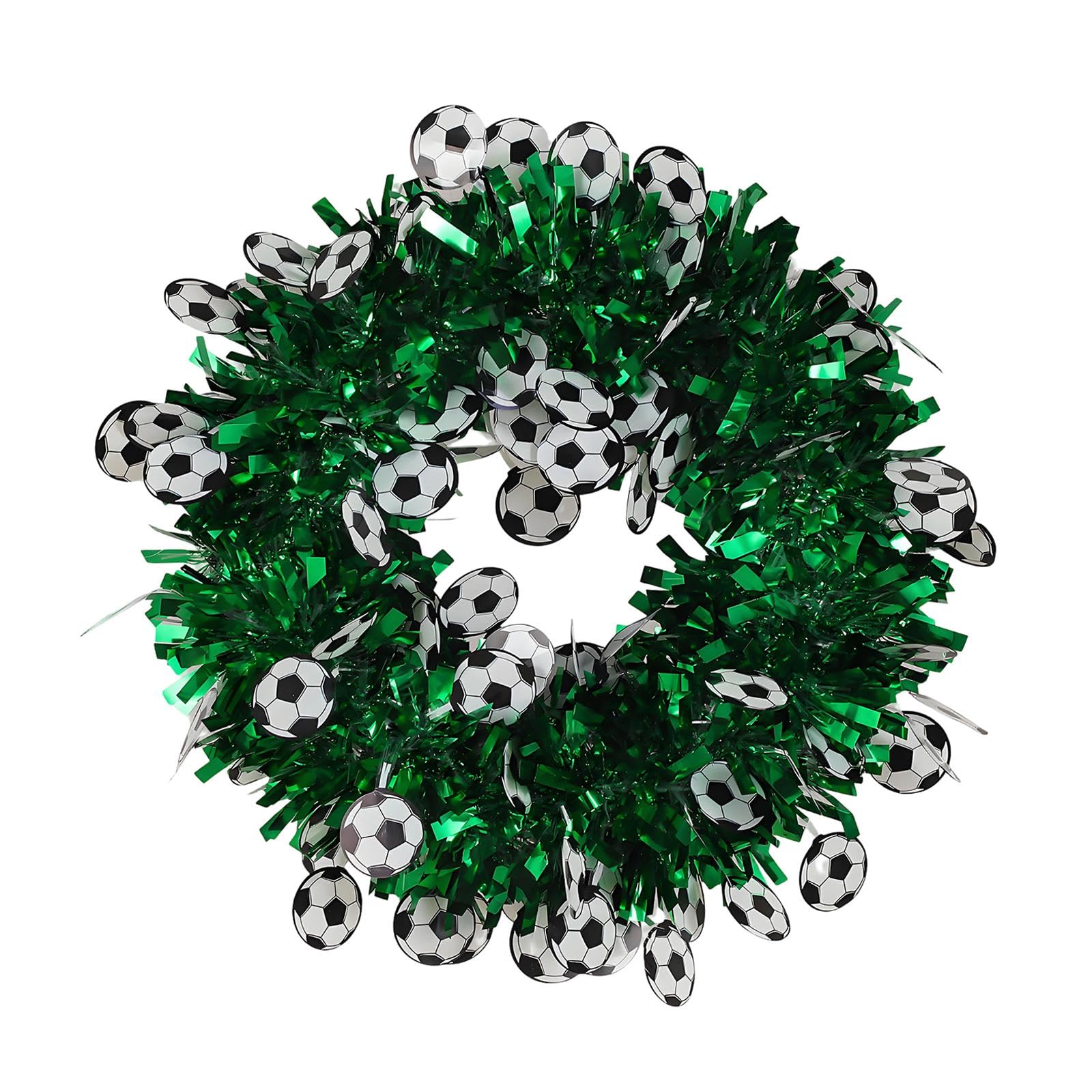 MagiDeal Football Wreath, Green Tinsel Door Hanging, Lightweight Versatile Decor for Sports Events, Shopping Mall, Window Display, Party, Fan Gear