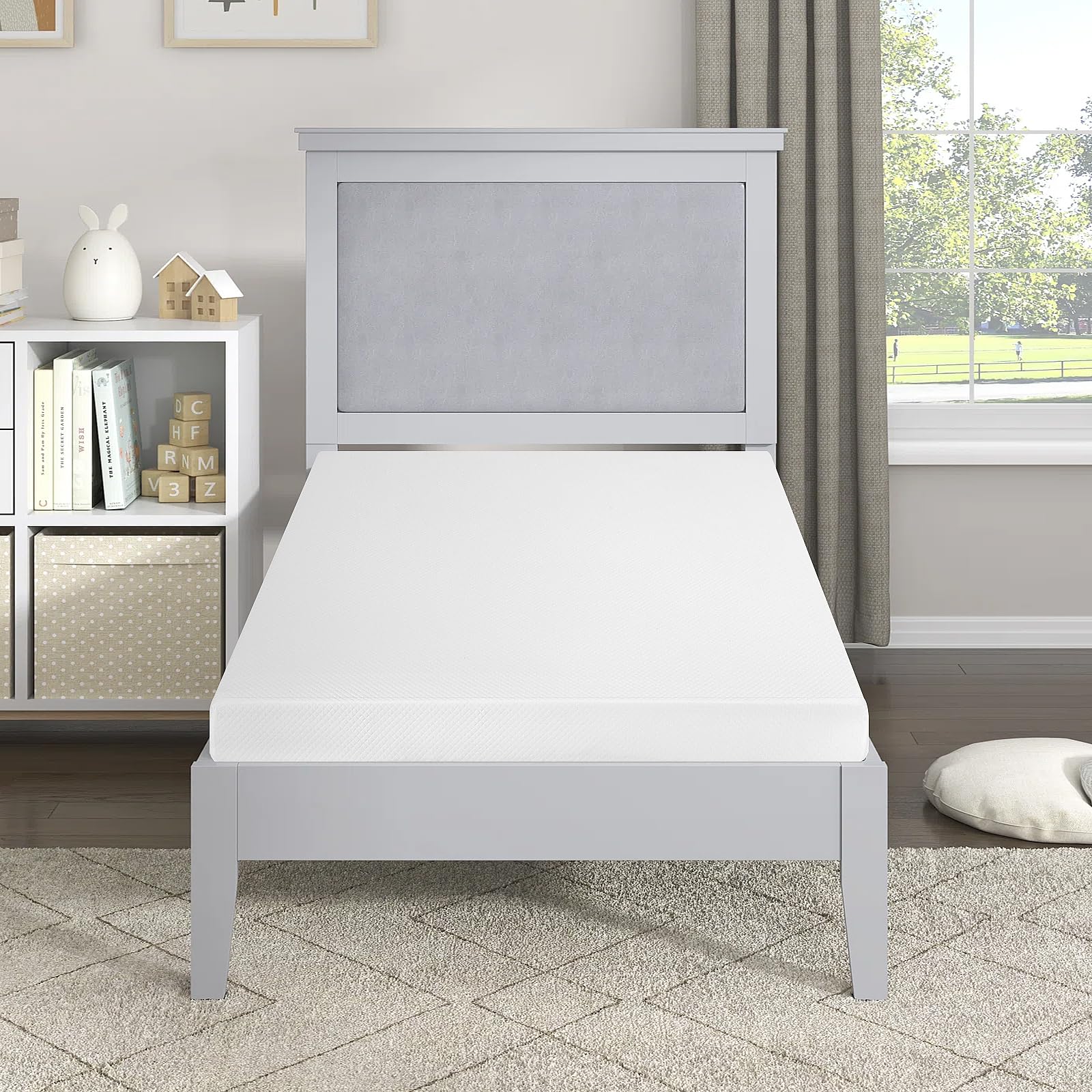 5 inch Gel Memory Foam Mattress Comfort Twin Mattress Medium Firm Mattresses Bed-in-a-Box CertiPUR-US Certified for Cool Sleep & Pressure Relief, White