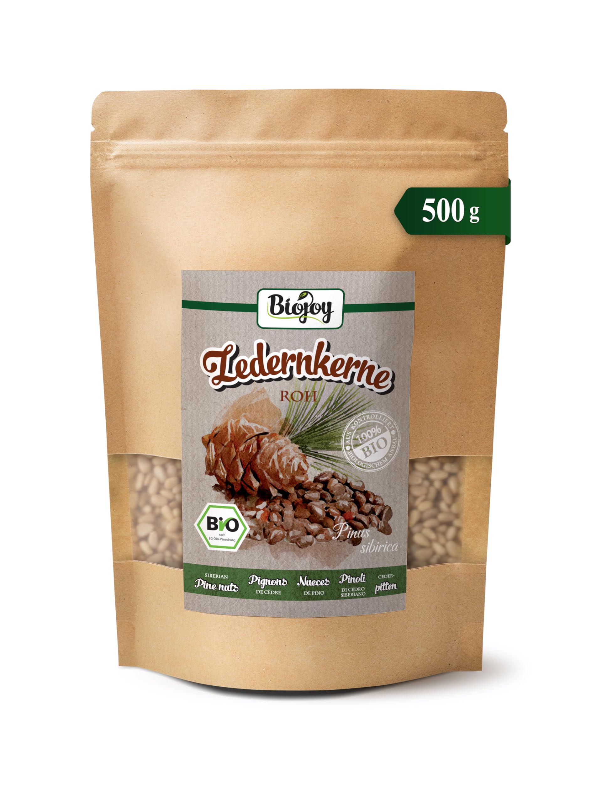 Biojoy Pinoli di Cedro Siberiani Biologici (500 g), Pinoli Sgusciati, Crudi e Non Salati