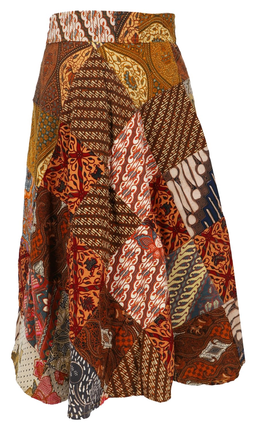 Weit schwingender upcycling Patchwork Wickelrock, Maxirock, rosa/rot | Baumwolle, luftiger Schnitt, flexible Passform, nachhaltiges Design, vielseitig kombinierbar, ideal für Sommer