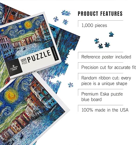 Miniatura 3 de Venecia, Italia, noche estrellada, Van Gogh (rompecabezas de 1000 piezas, tamaño 19 x 27, rompecabezas desafiante para adultos y familia, fabricado