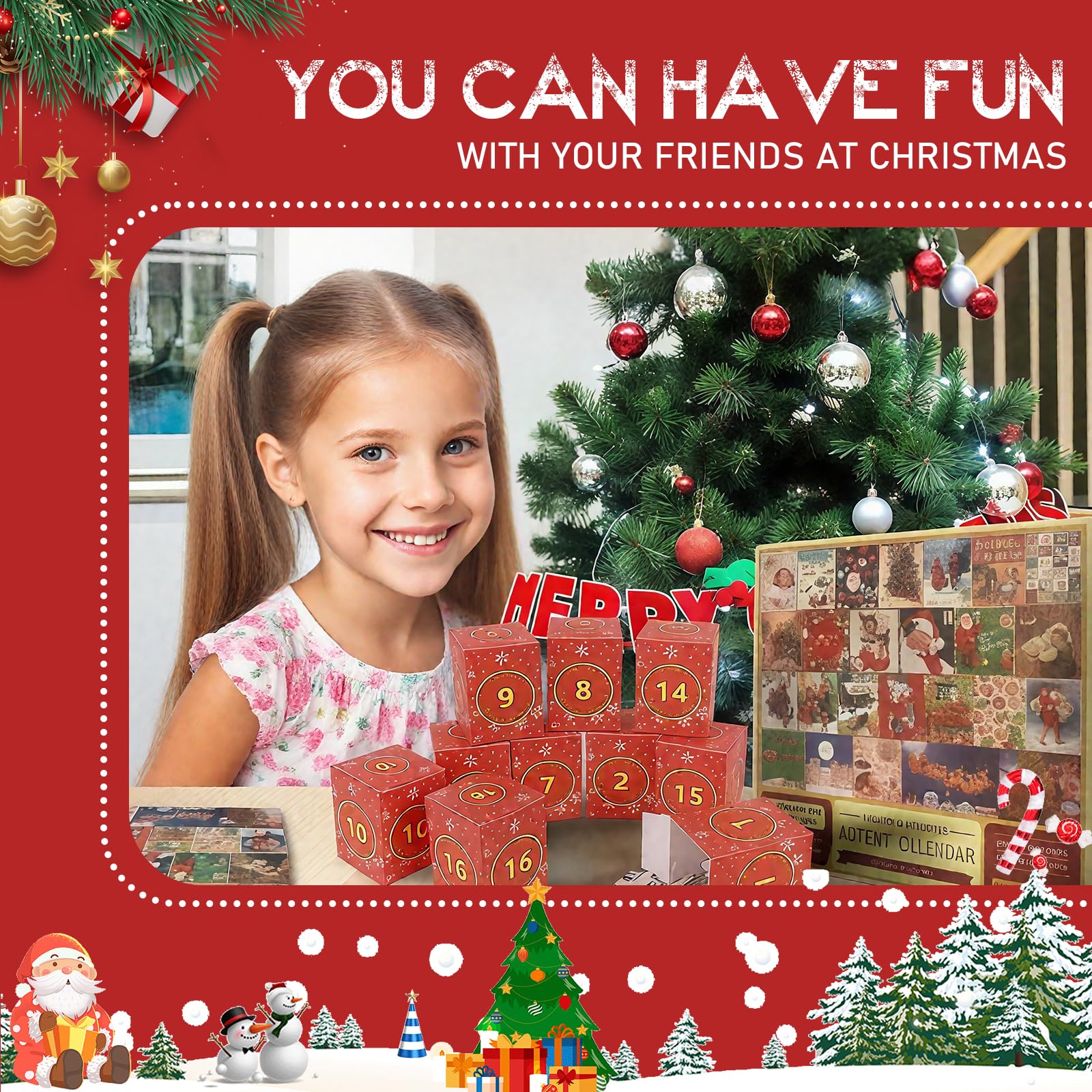 Calendrier de l'Avent, Puzzle de Noël 1000 Pièces avec 24 Boîtes Calendrier Avent Cadeau pour Enfants, Filles et Garçons - 5