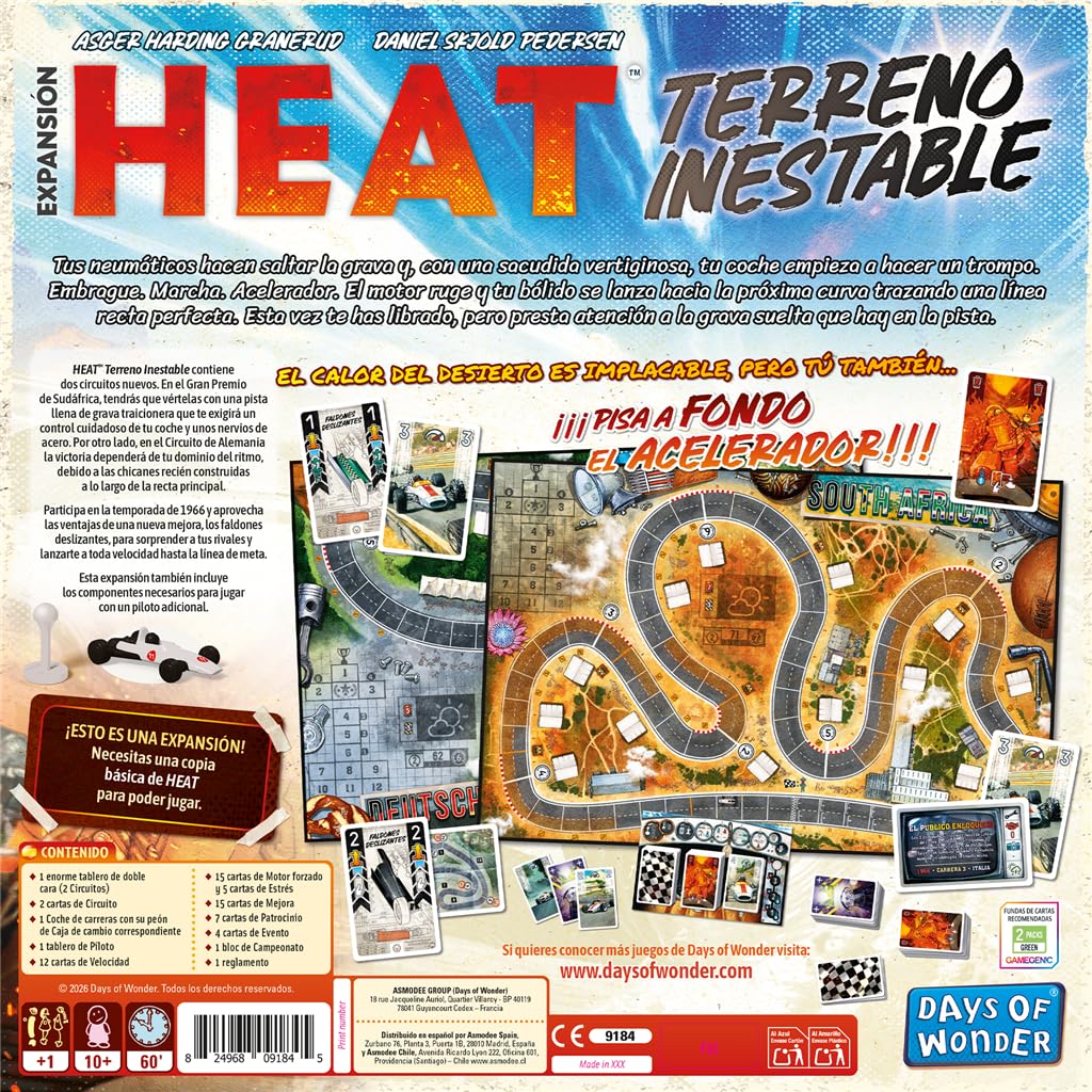 Asmodee Heat: Terreno Inestable,Expansión de Juego de Carreras, Juego de Mesa, A Partir de 10 Años, De 1 a 7 Jugadores, 30-60 Minutos por Partida, Español - 3