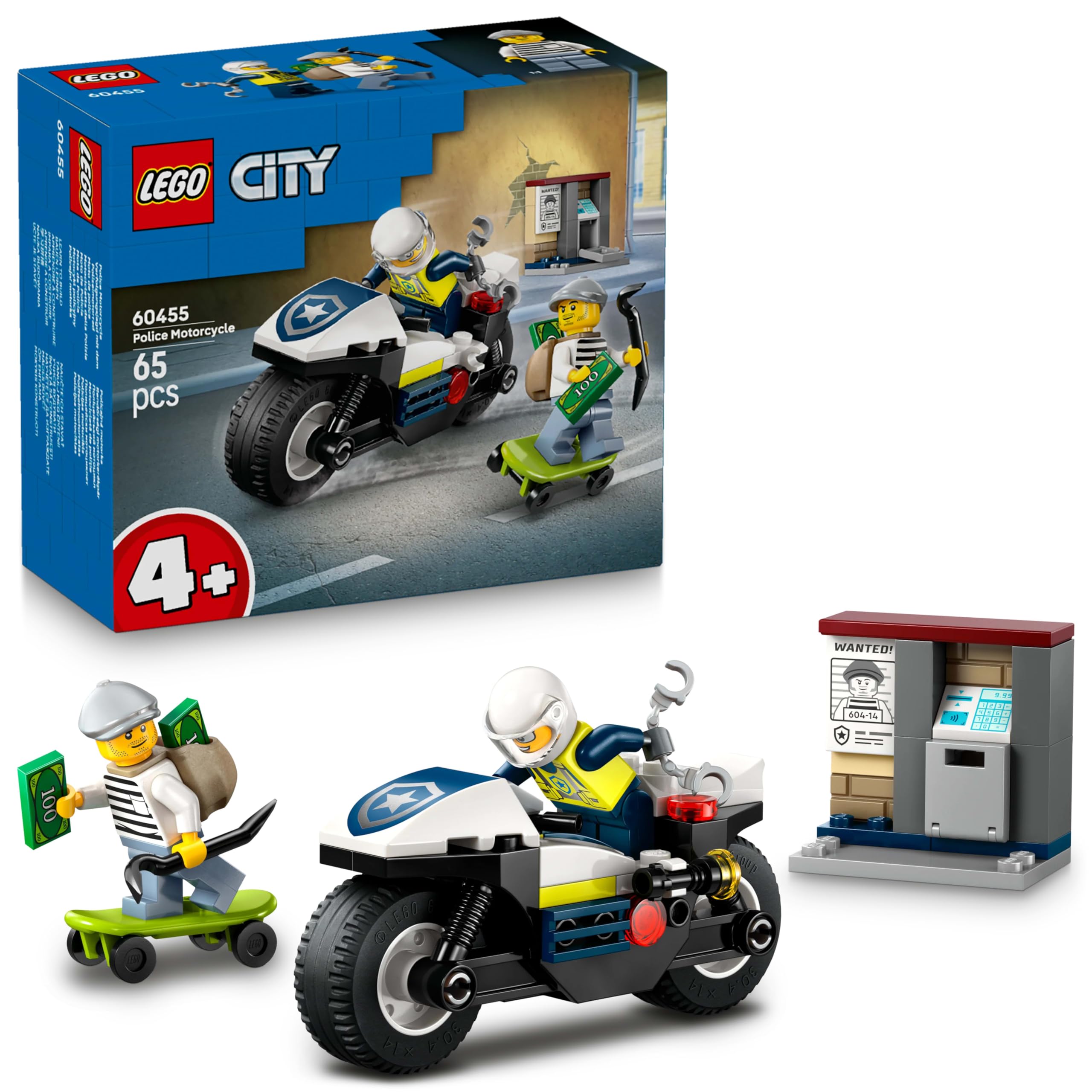 LEGO City Police Motorcycle Chase Toy, Motorbike Set for Ages 4
