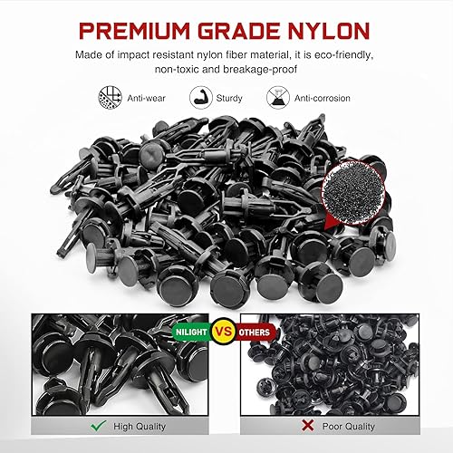 Miniatura 3 de Nilight 100 clips de nailon tipo empuje, retenedor de remache, cubierta de parachoques trasero, retenedor tipo empuje para Toyota #52161-02020 y