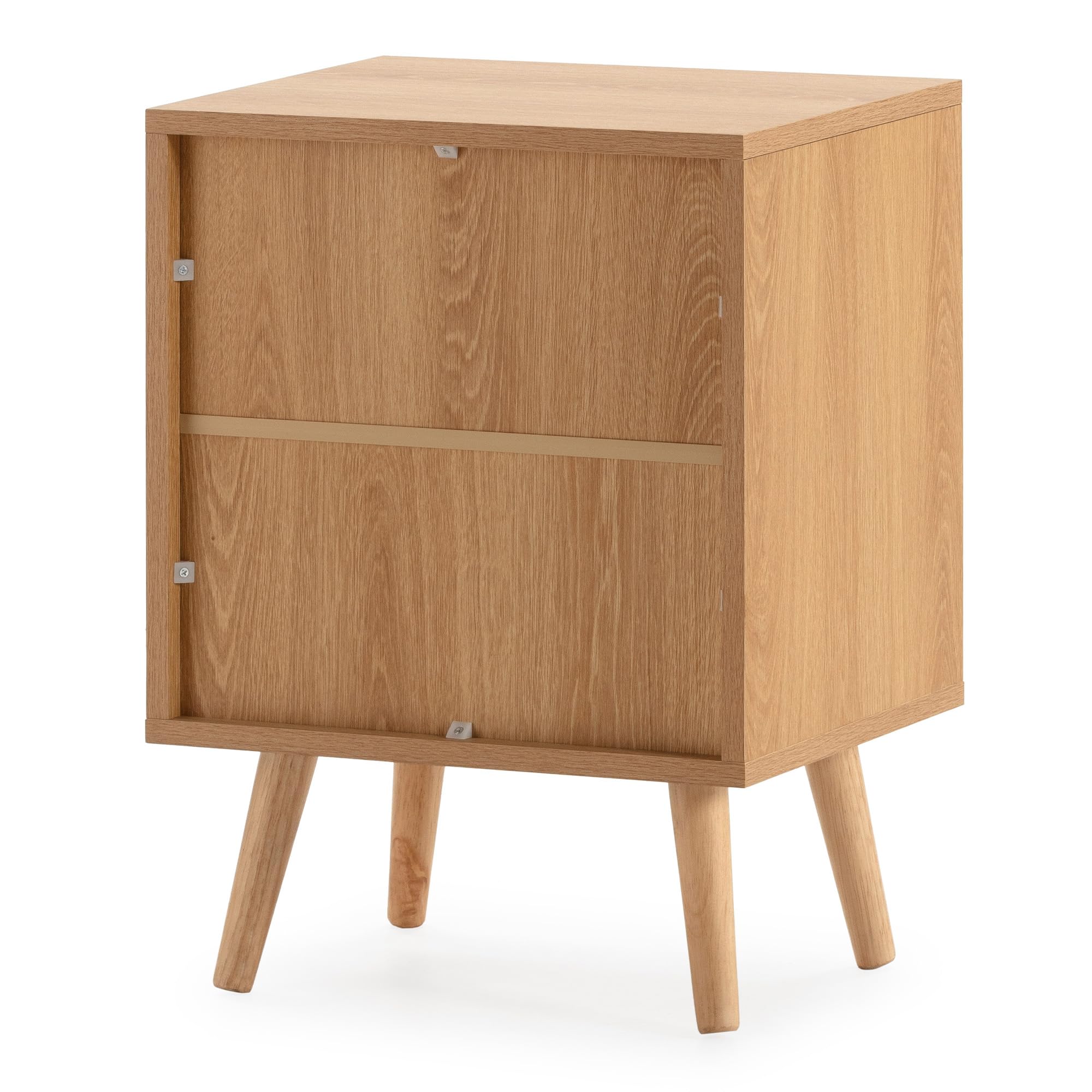 HOMN LIVING Mesita de Noche Telmo 2 cajones Color Roble, 40 cm (Ancho) 30 cm (Profundo) 55 cm (Altura)
