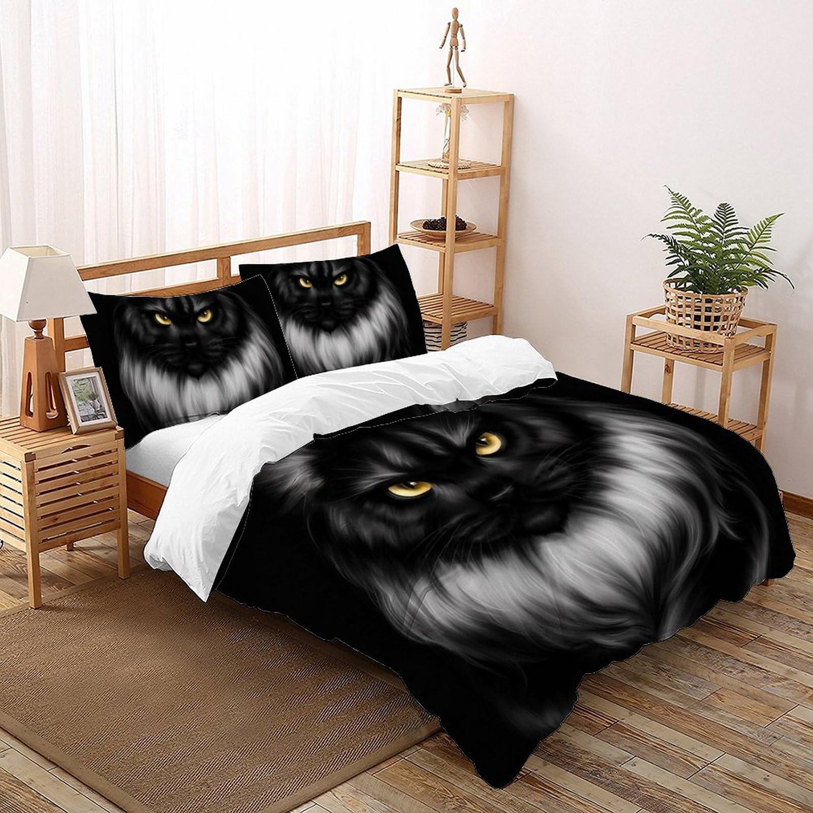 Housse de couette double 200x200cm animaux imprimé 3D avec 2 taies microfibre