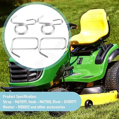 Miniatura 5 de Kit de ganchos de correa M67099 y M67100, compatible con cortacéspedes John Deere serie 100, D, L y LA con 42 cubiertas, también para GY00115