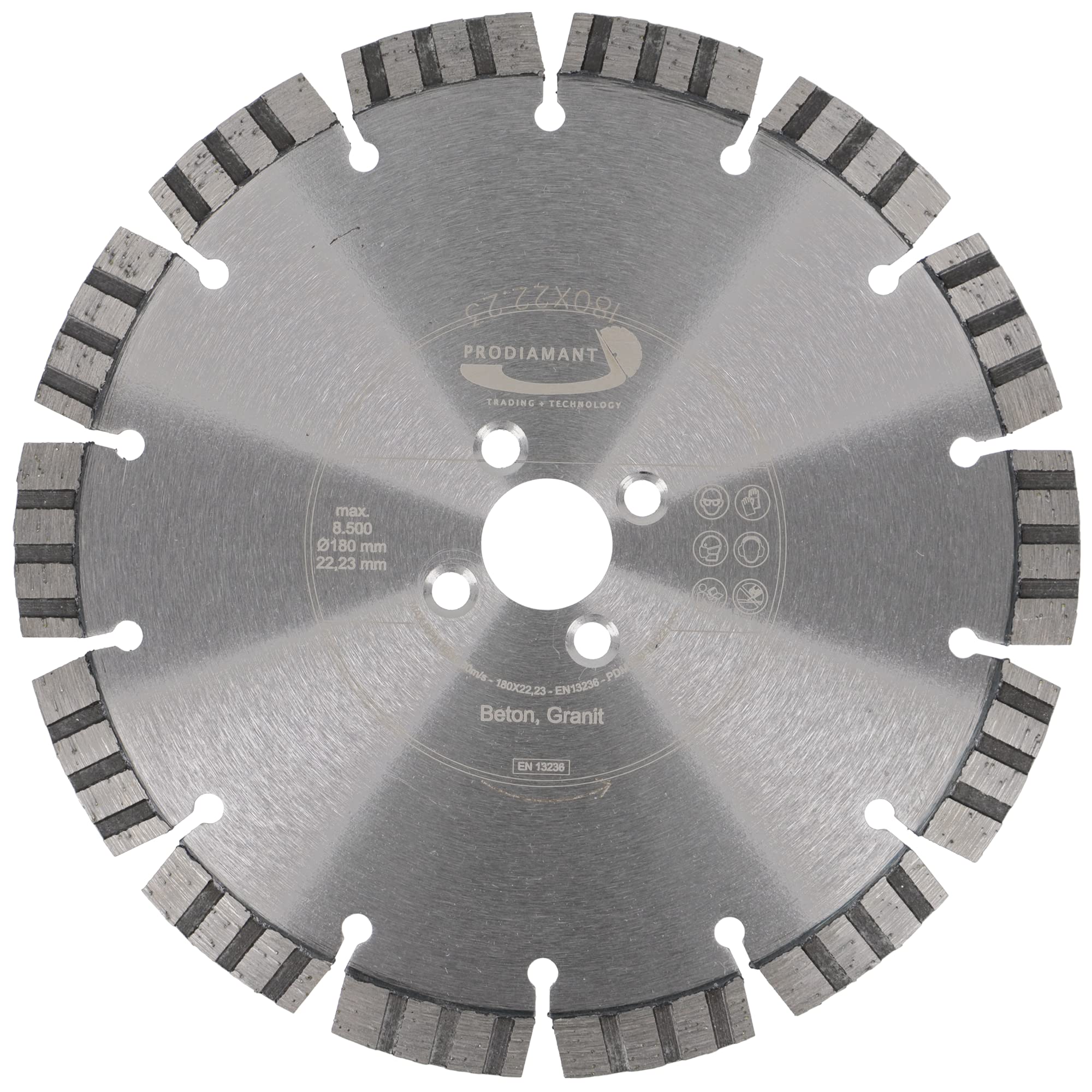 PRODIAMANT LAMELLO Disco diamantado 180 mm x 22,23 mm - con 4 orificios secundarios, para fresar ventanas en hormigón, compatible con el sistema Lamello.