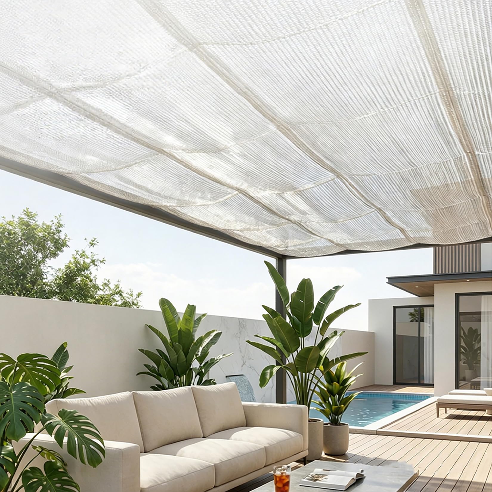 4x10m Malla Sombra Aluminio Reflectante 90% con Ojales Cada 50cm, Lona Parasol Plateada Anti UV para Terraza, Balcón, Pérgola, Invernadero, Aparcamiento y Jardín Exterior