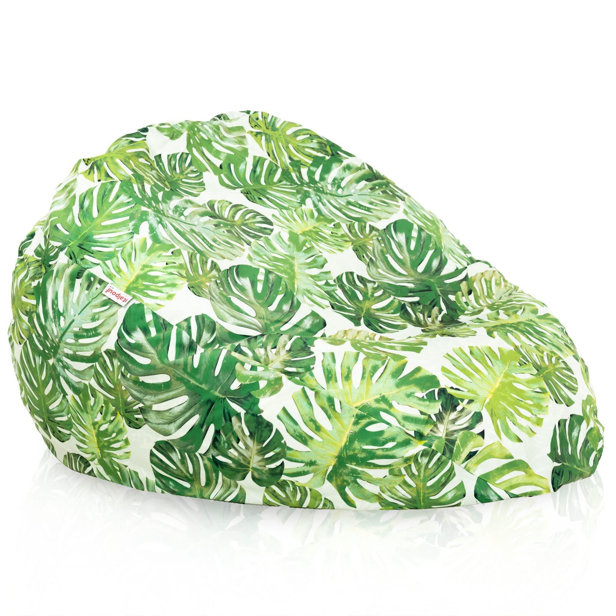 Pouf Poire XL, Intérieur, Adultes et Enfants, Fauteuil Poire, Remplissage Billes Polystyrène, Housse Amovible, Lavable en Machine, Jungle, 115x90 cm
