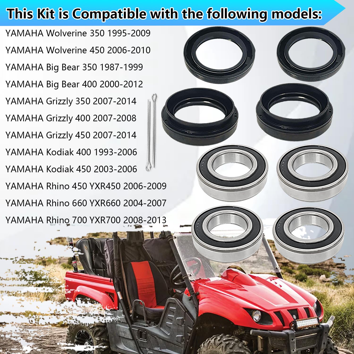 Front Wheel Bearings Front Wheel Bearing Seal Kit For Yamaha ATV - Foto 6