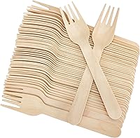 Vista 9 de LotFancy Tenedores desechables, 100 tenedores de madera, 6.2 pulgadas, biodegradables compostables, ideales para camping, picnic, cenas, suministros
