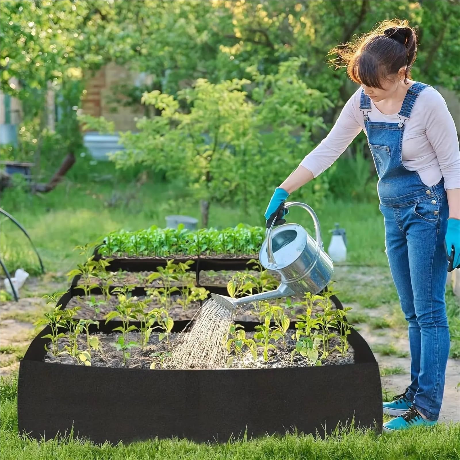 Grand Sac de Culture Lit de Jardin surélevé en Tissu à 8 grilles 180x90x30cm pour Jardin