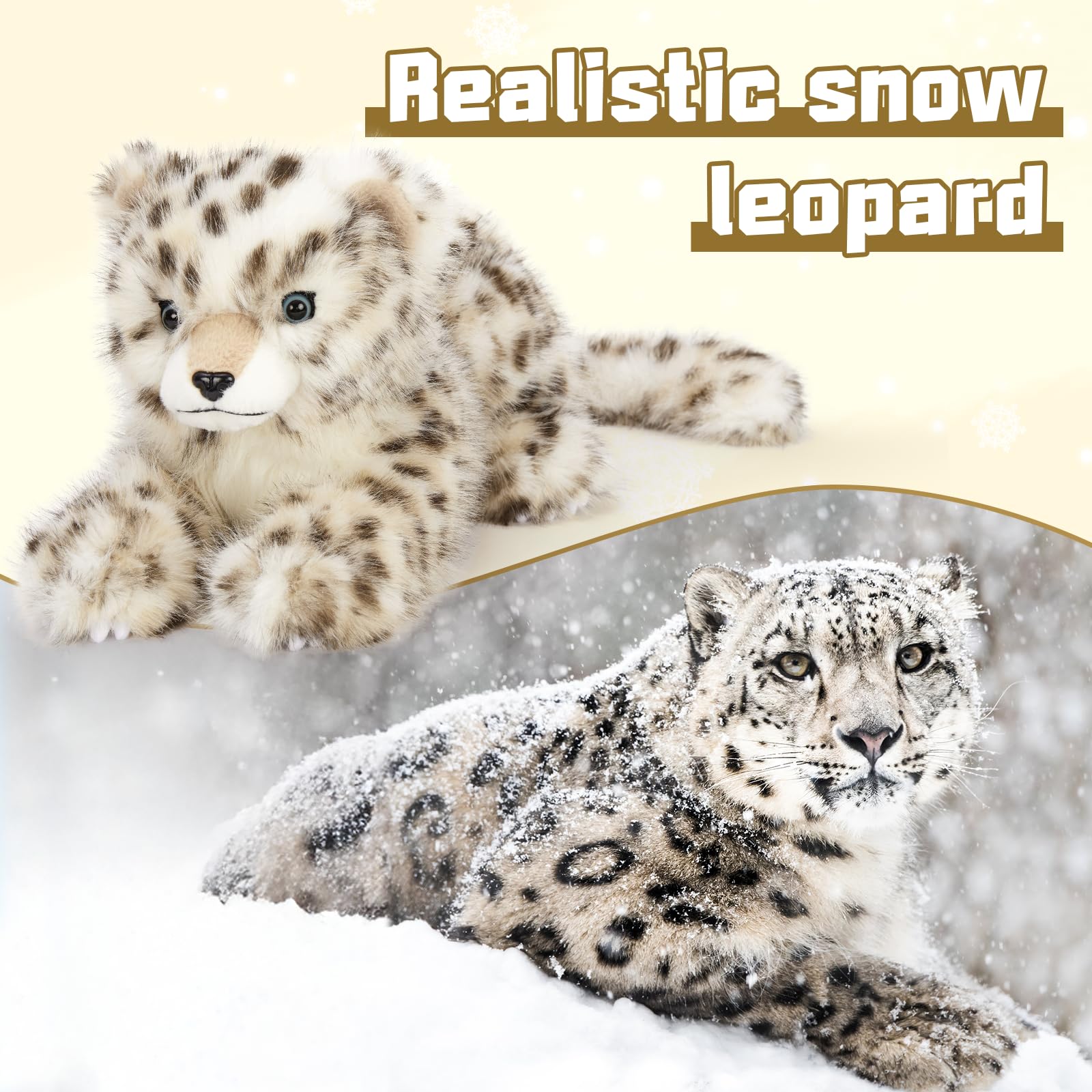 MaoGoLan 35 inch Snow Leopard Stuffed Animal Giant Leopard Toy for Kids, Realistic Plush Jungle Animals Cheetah Lion Tiger, Christmas Easter Valentine's Day Birthday Gift