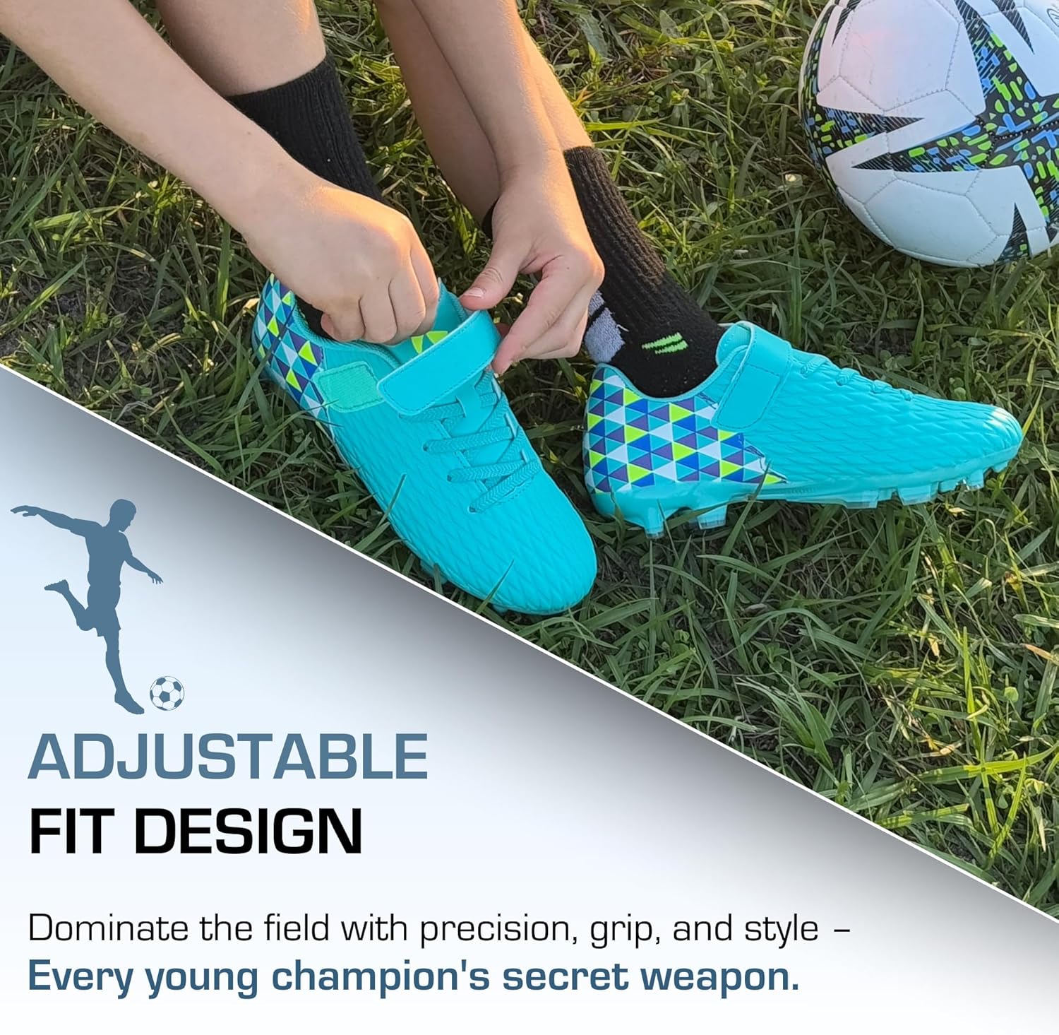 Soccer Cleats for Kids & Youth | Lightweight Football Shoes for Firm Ground | Durable Girls & Boys Soccer Cleats with Non-Slip Sole | Comfortable Soccer Boots | Unisex Size 11-6 - Image 6