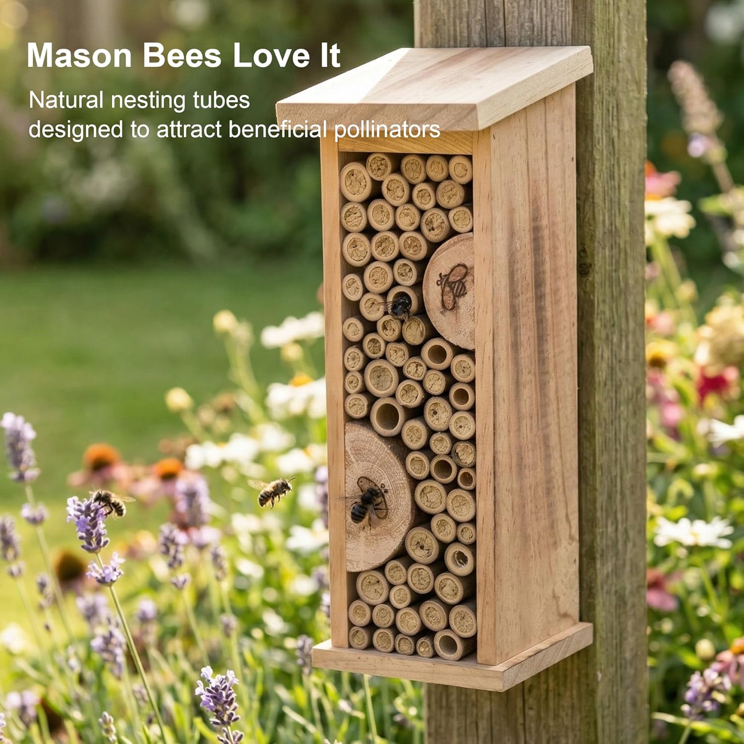 Bird House Bee Hive Wooden Insects House Hanging Bamboo Insect Hotels for Outdoor Garden Decorative