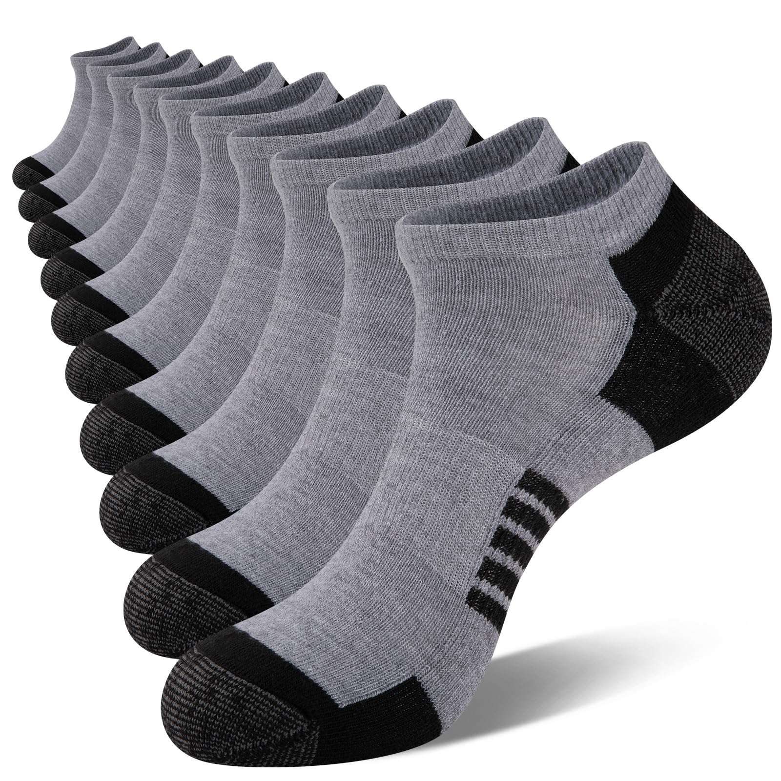 COOVAN 10 Pairs Mens Ankle Socks Men 10 Pack Low Cut Comfort Cushion Casual Socks
